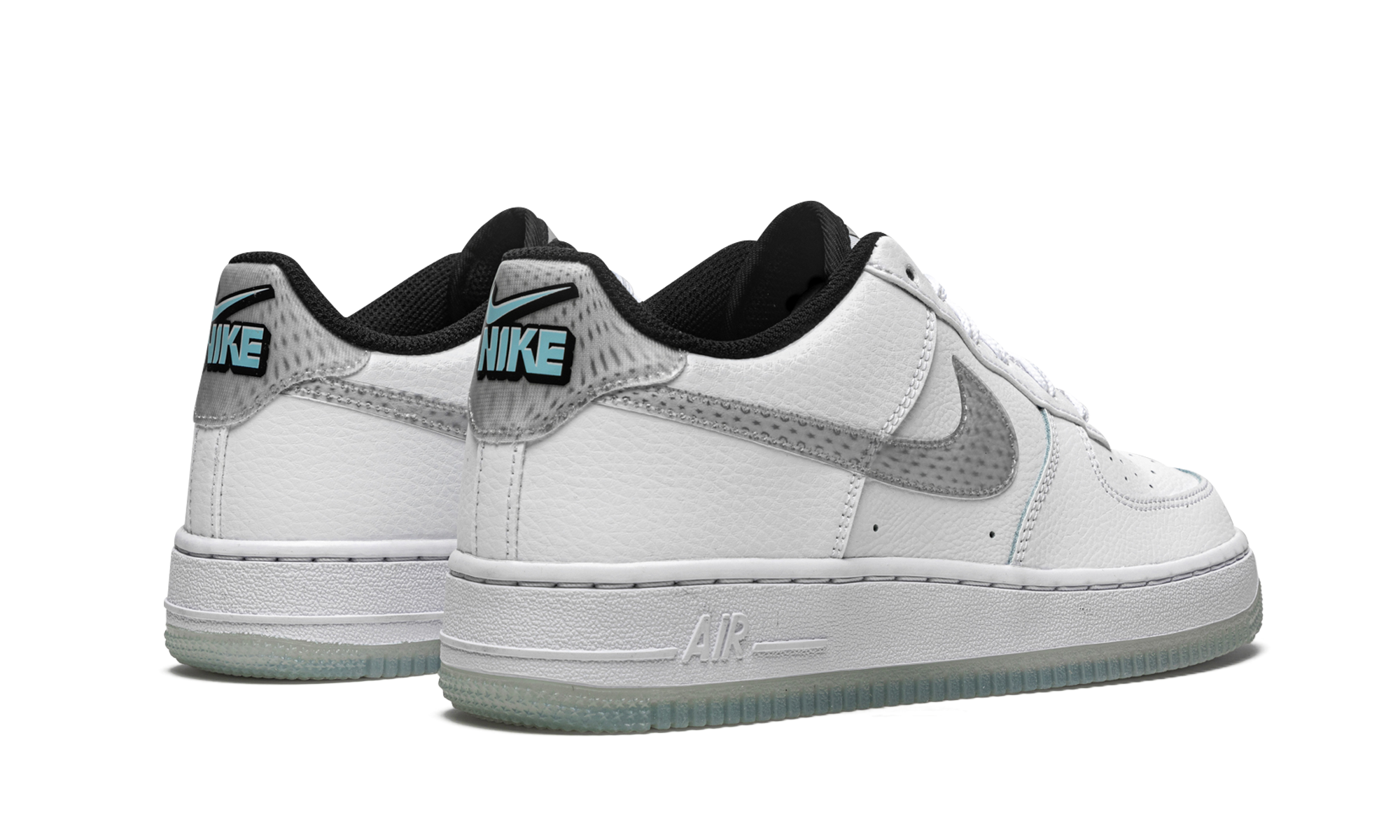 nike air force 1 low lv8 ksa white glacier blue gs+CW5909-100+diagnol right behind view