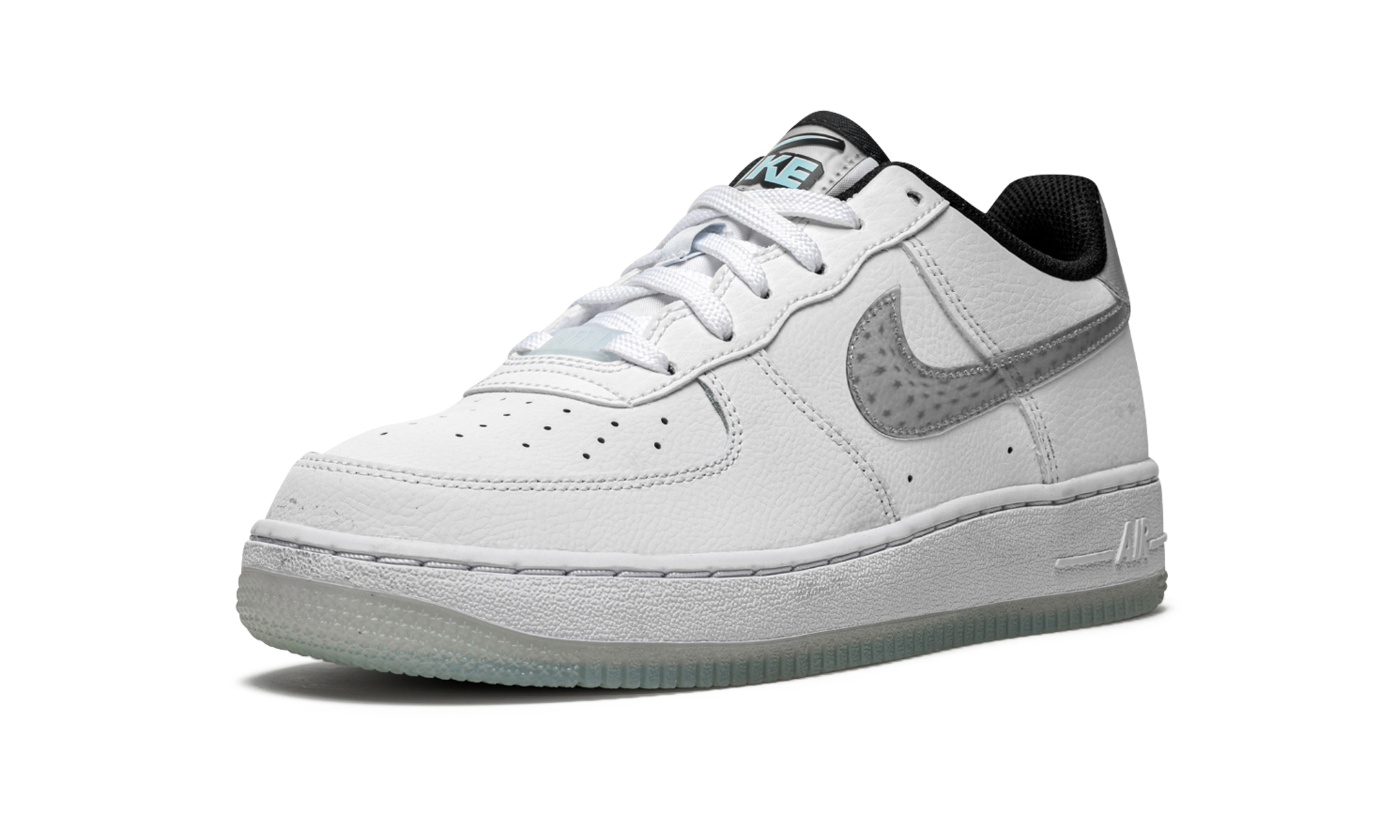 nike air force 1 low lv8 ksa white glacier blue gs+CW5909-100+left diagnol single view