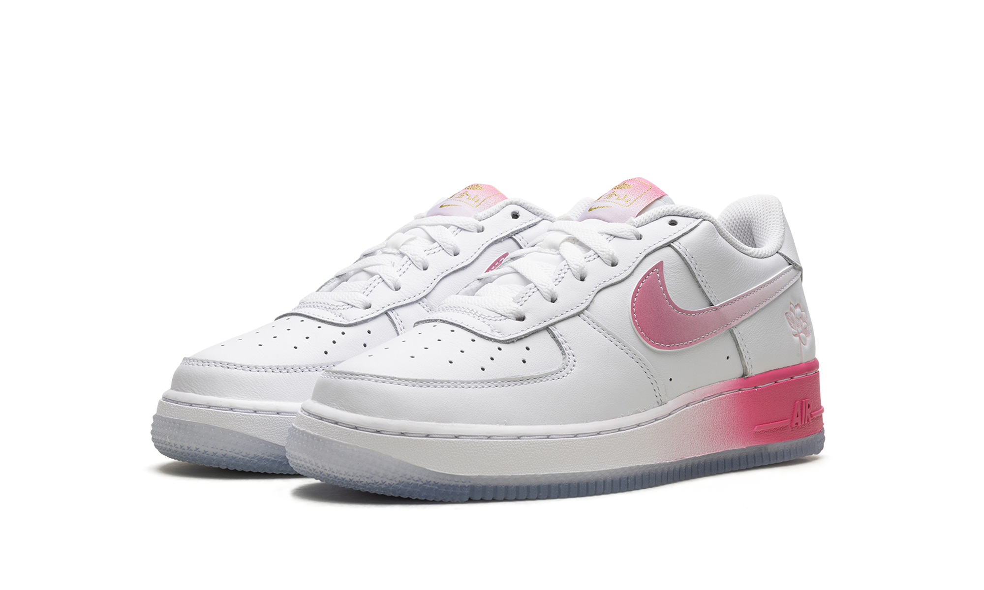 nike air force 1 low lv8 san francisco chinatown lotus flower gs+FD1023-100+diagnol left view