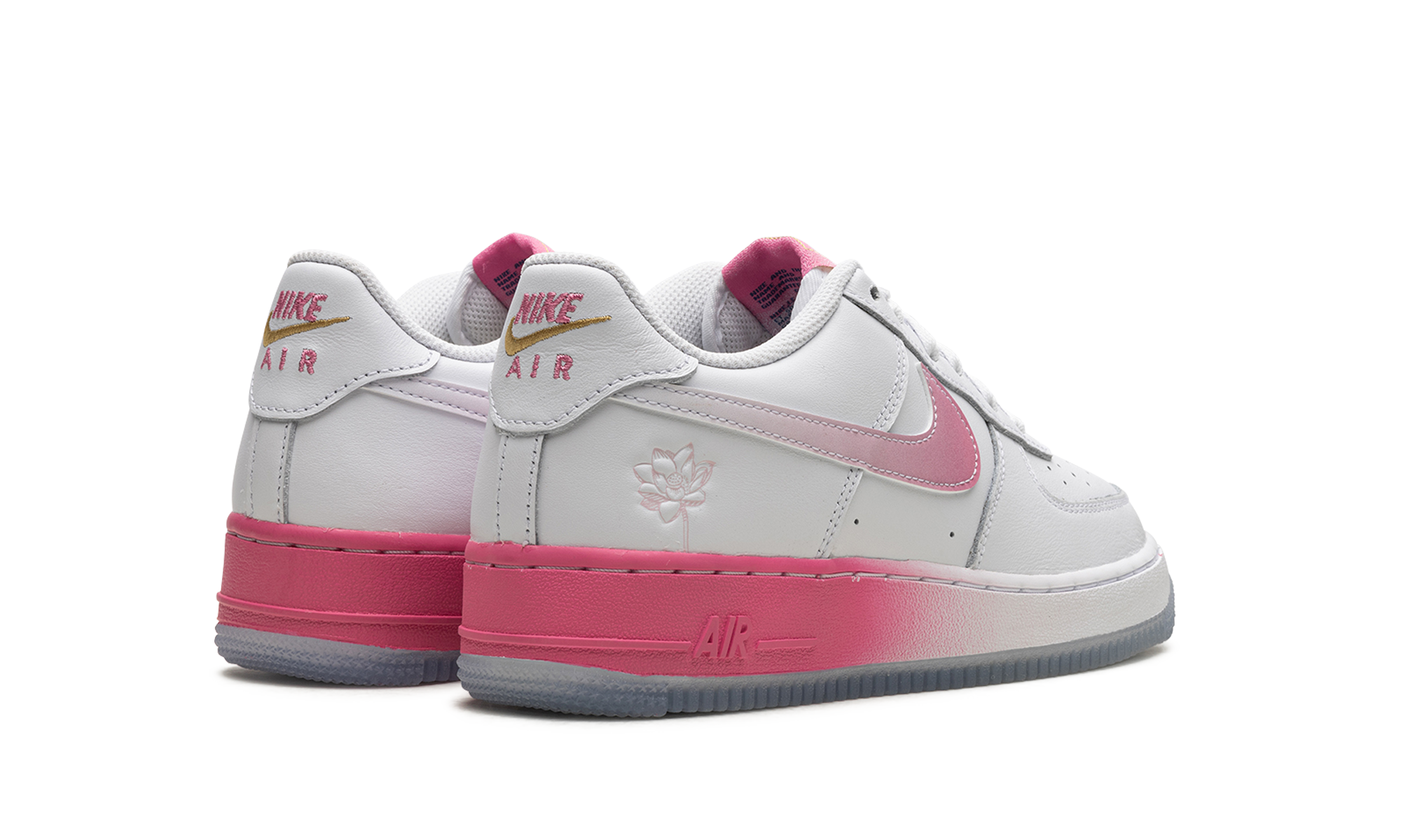nike air force 1 low lv8 san francisco chinatown lotus flower gs+FD1023-100+diagnol right behind view