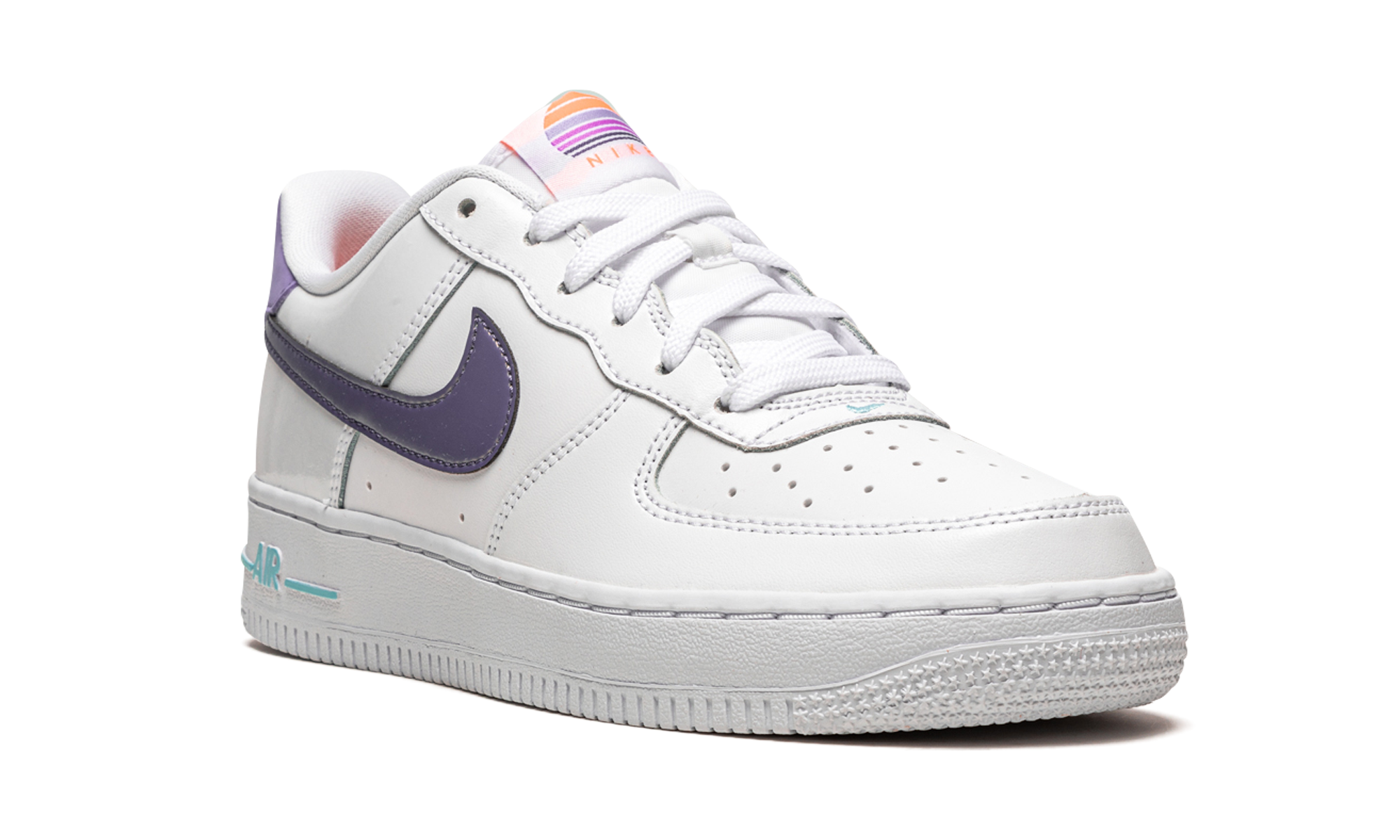 nike air force 1 low lv8 white dark purple gs+DC8188-100+diagnol right view
