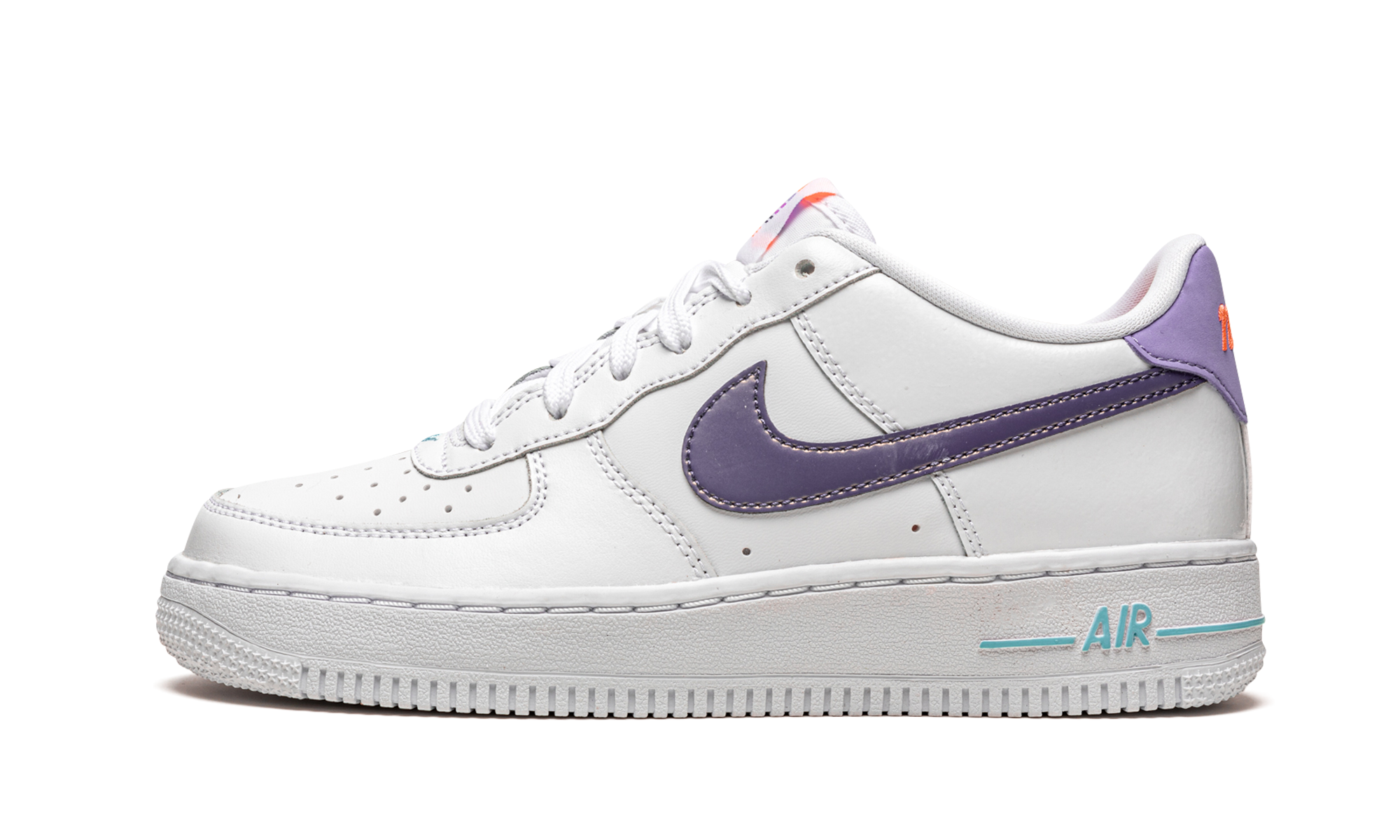 nike air force 1 low lv8 white dark purple gs+DC8188-100+diagnol right view 1