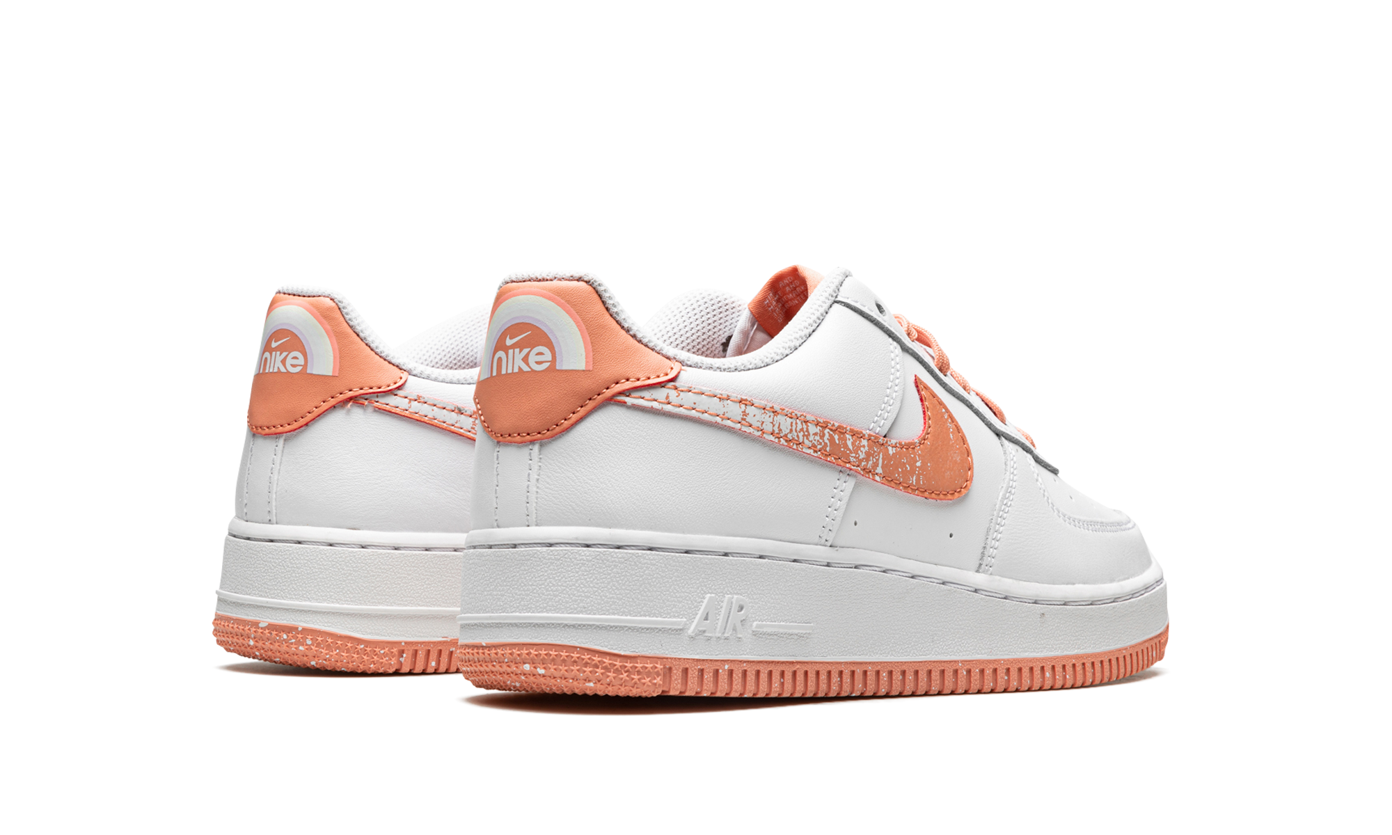 nike air force 1 low lv8 white light madder root gs+DM0985-100+diagnol right behind view