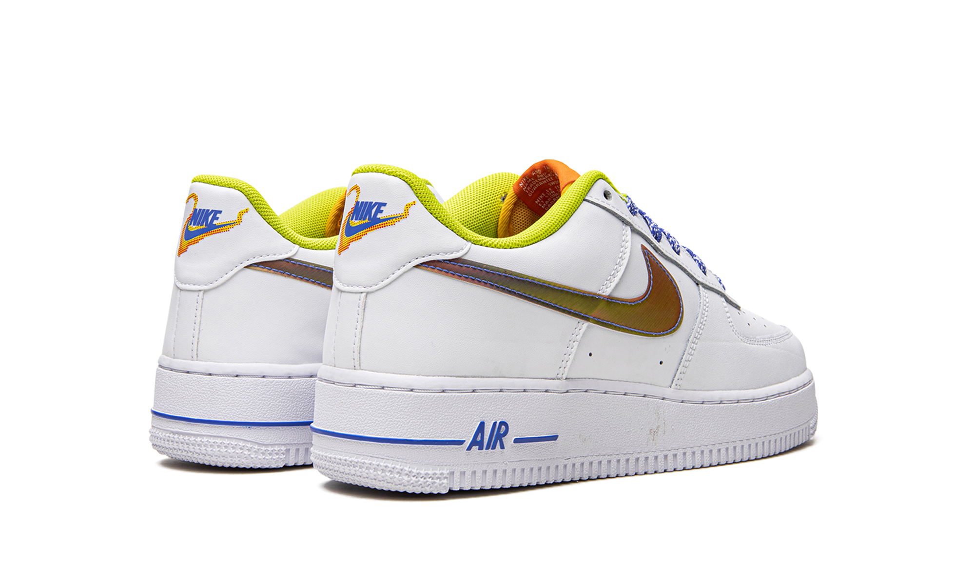 nike air force 1 low lv8 white magma orange gs+DQ7767-100+diagnol right behind view