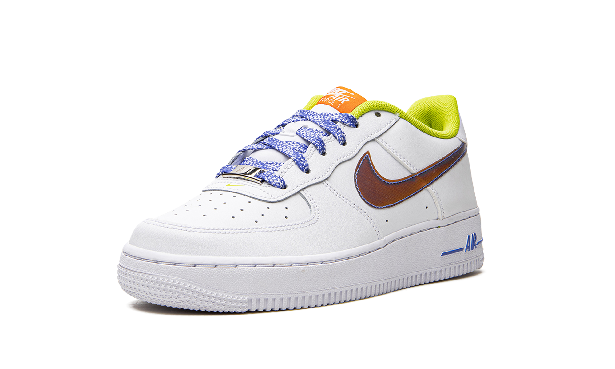 nike air force 1 low lv8 white magma orange gs+DQ7767-100+left diagnol single view