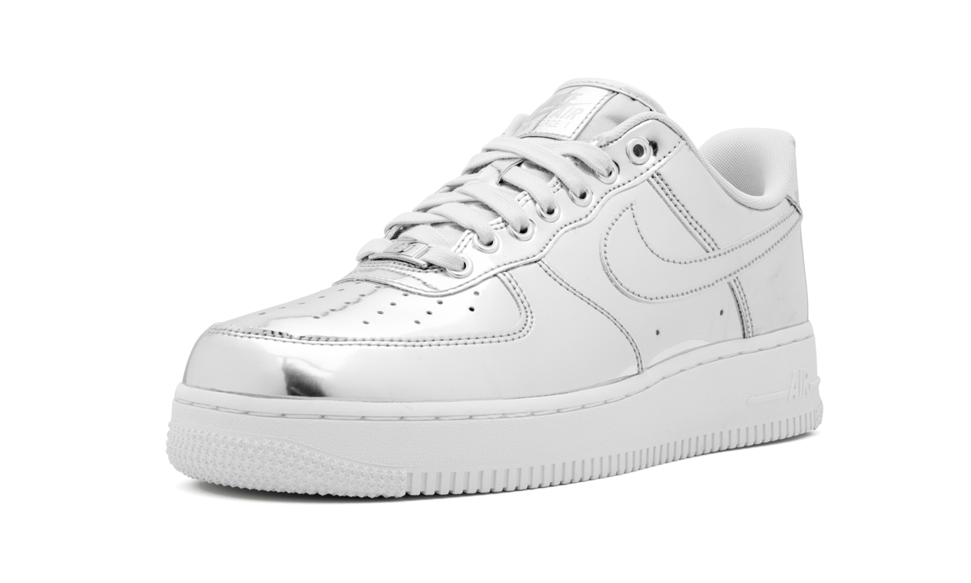 nike air force 1 low metallic chrome women s+CQ6566-001+left diagnol single view