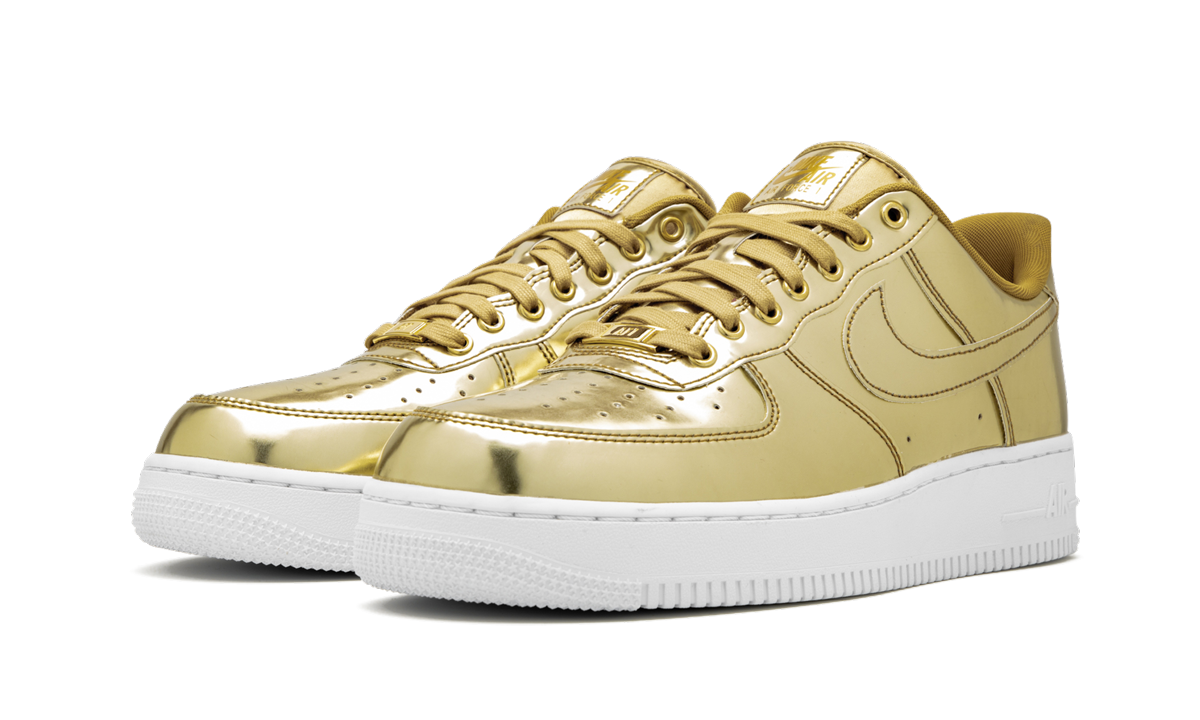 nike air force 1 low metallic gold women s+CQ6566-700+diagnol left view