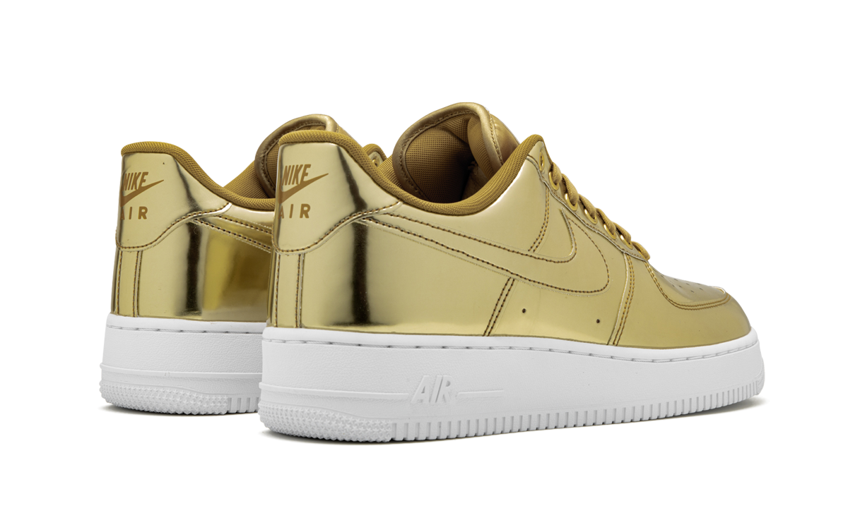 nike air force 1 low metallic gold women s+CQ6566-700+diagnol right behind view