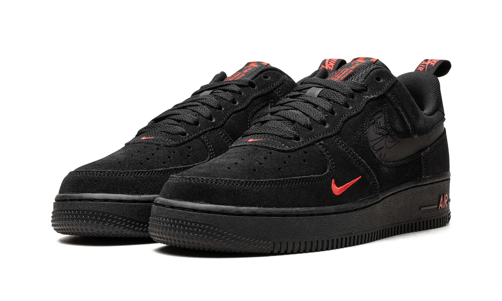 nike air force 1 low multi swoosh black crimson+DZ4514-001+diagnol left view
