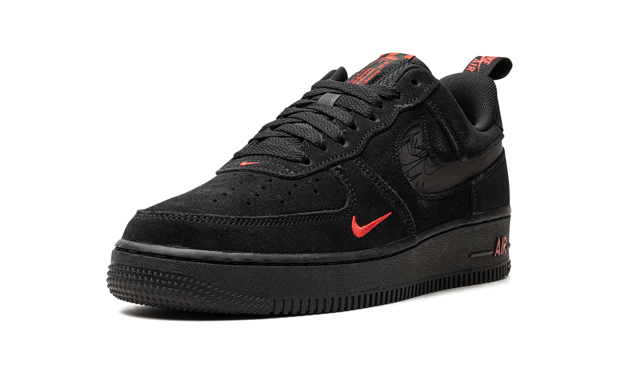 nike air force 1 low multi swoosh black crimson+DZ4514-001+left diagnol single view