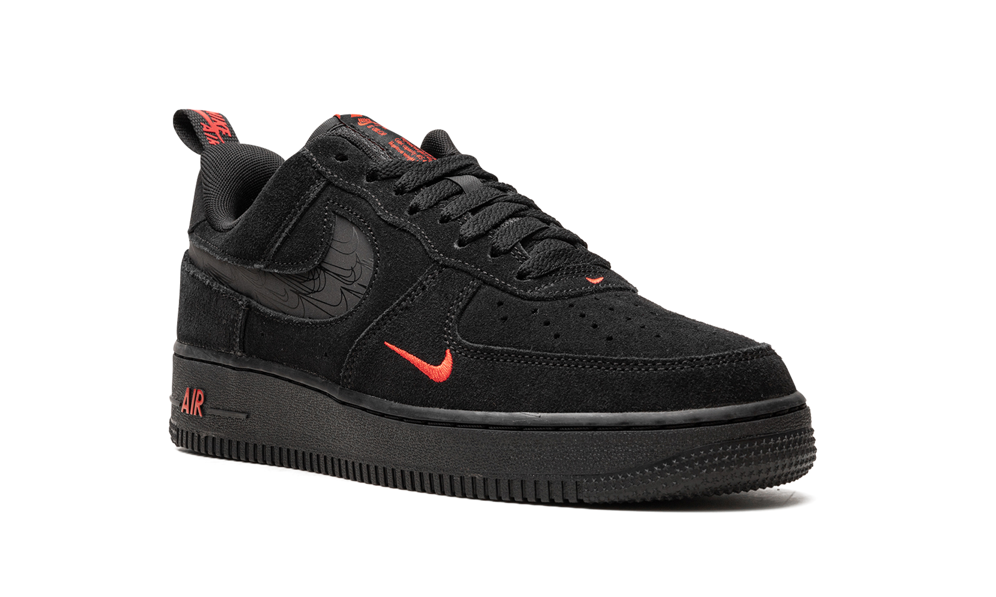 nike air force 1 low multi swoosh black crimson+DZ4514-001+diagnol right view