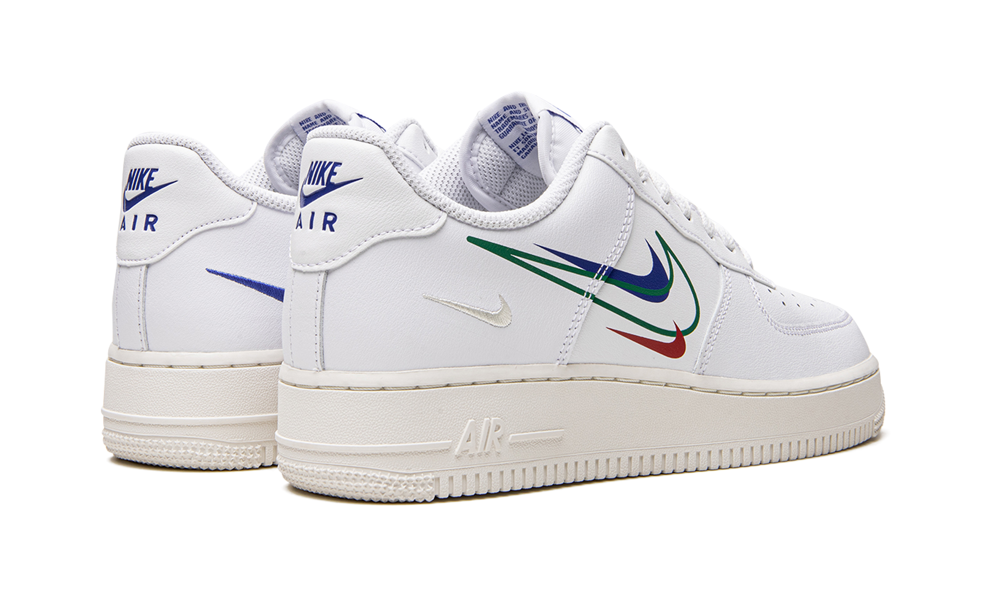 nike air force 1 low multi swoosh+DM9096-101+diagnol right behind view