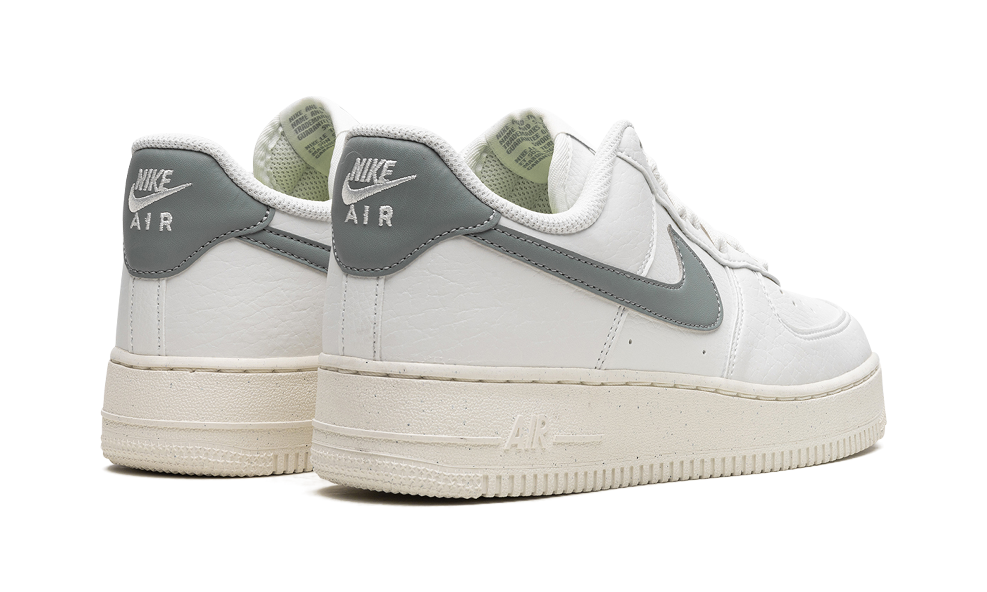 nike air force 1 low next nature summit white mica green women s+DN1430-107+diagnol right behind view