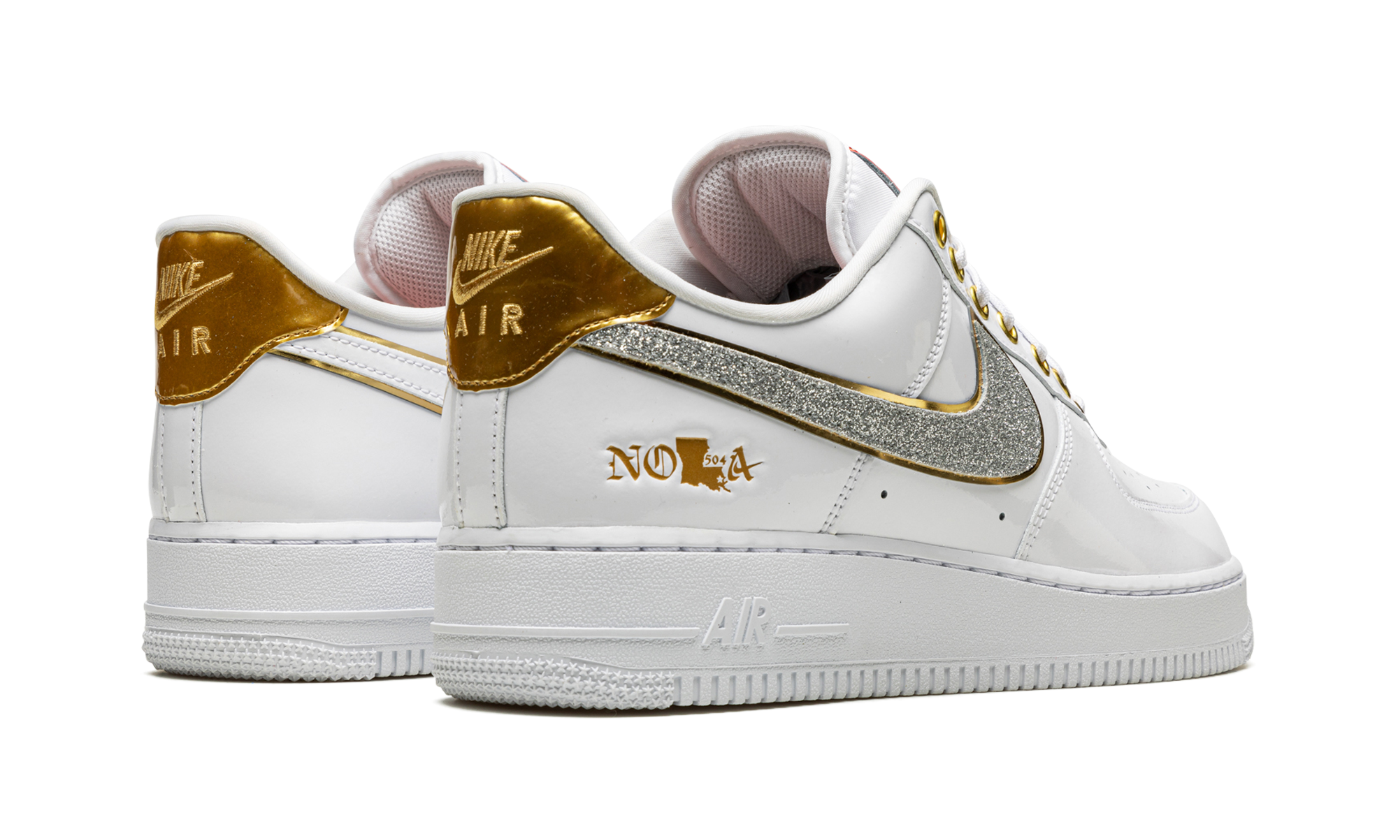 nike air force 1 low nola+DZ5425-100+diagnol right behind view
