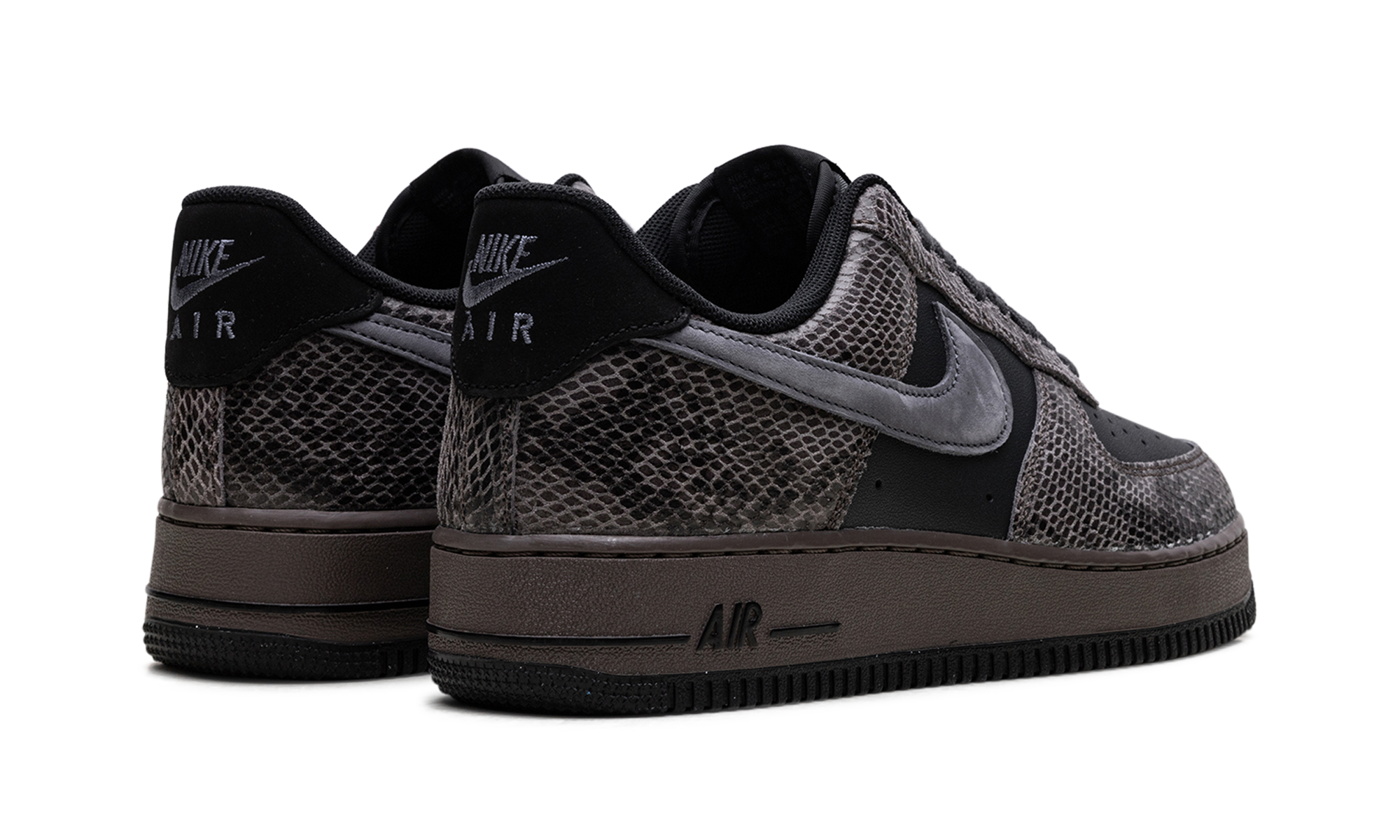 nike air force 1 low off noir snakeskin+HF2898-001+diagnol right behind view