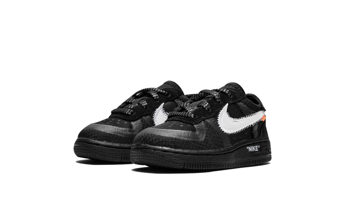 nike air force 1 low off white black white td+BV0853-001+diagnol left view