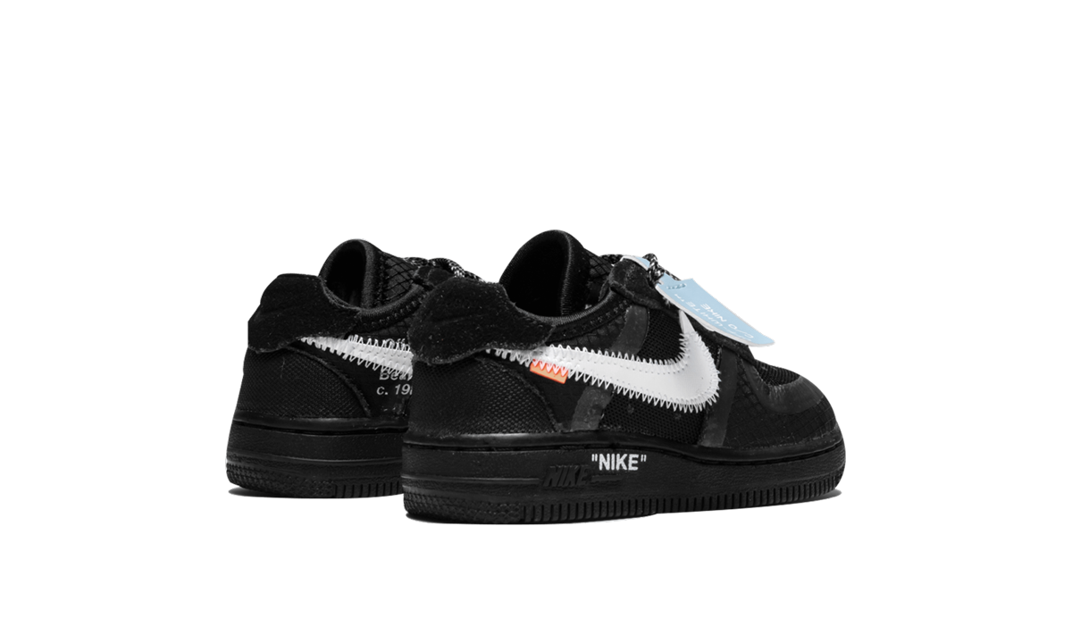 nike air force 1 low off white black white td+BV0853-001+diagnol right behind view
