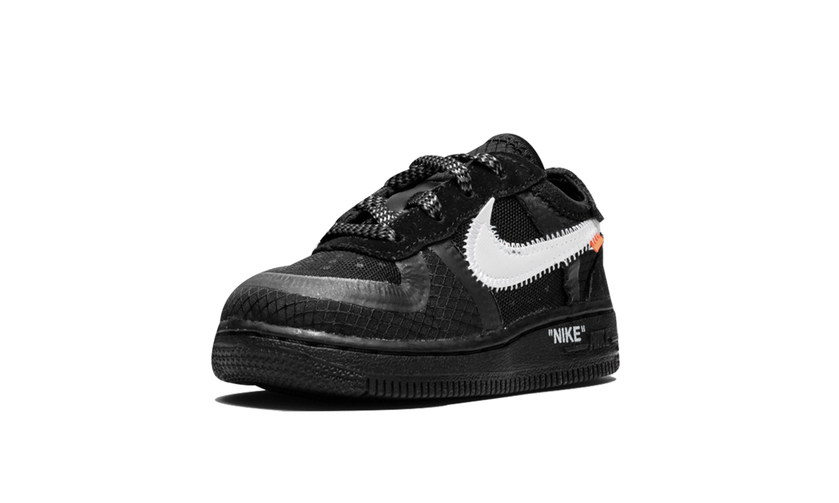 nike air force 1 low off white black white td+BV0853-001+left diagnol single view