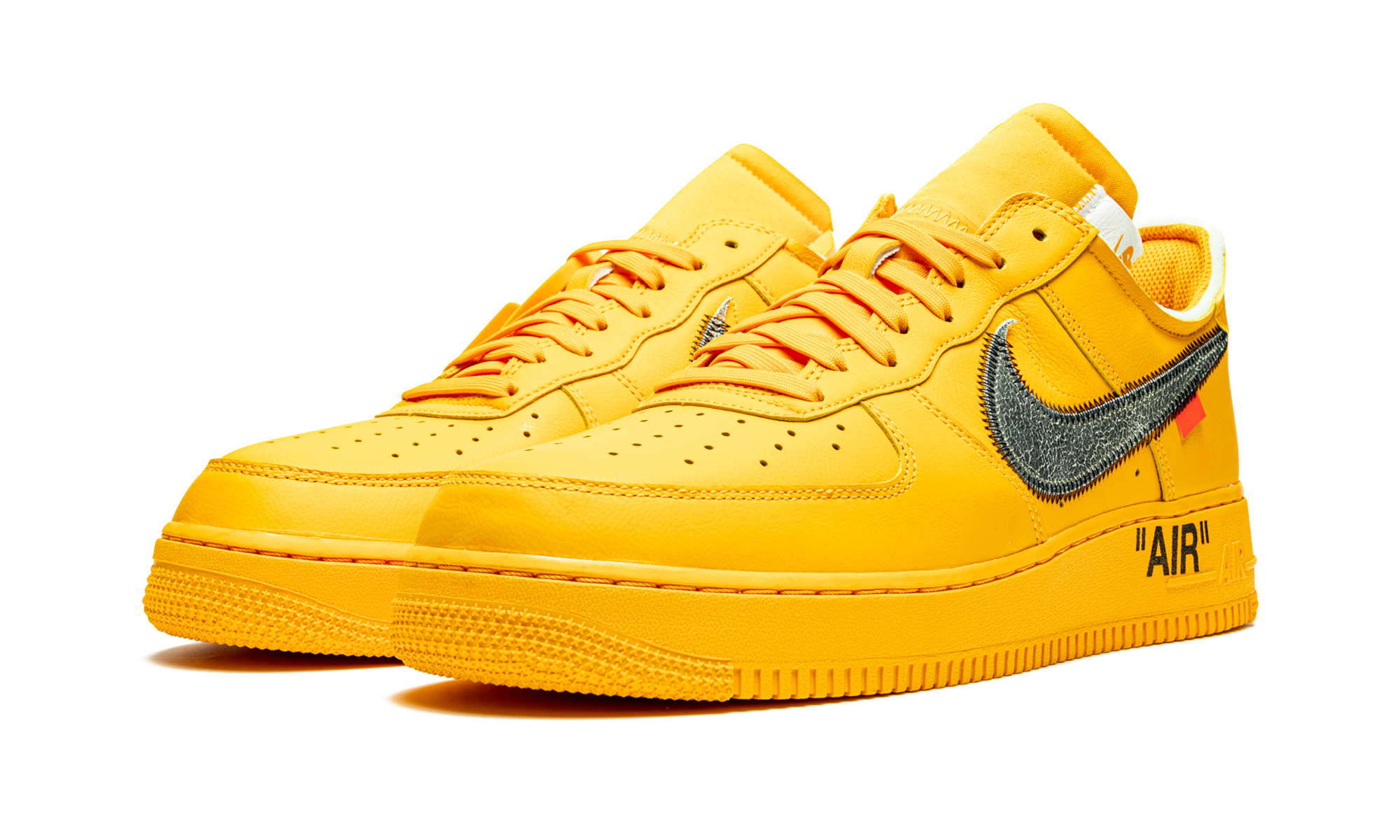nike air force 1 low off white ica university gold+DD1876-700+diagnol left view