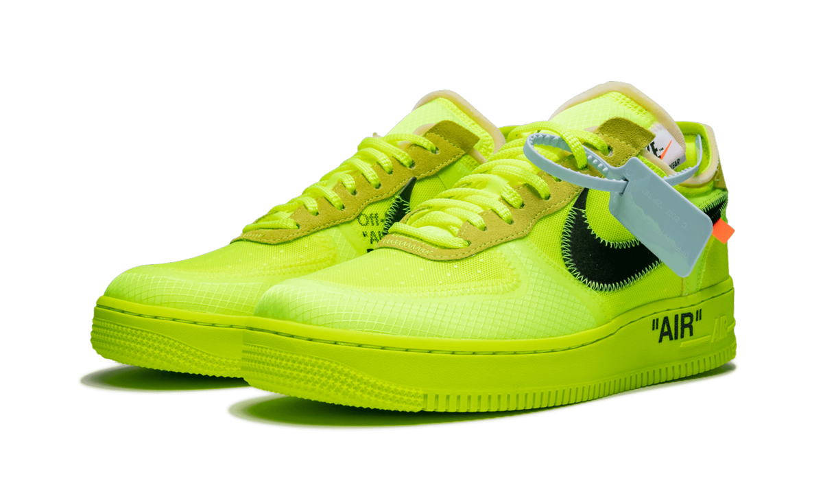 nike air force 1 low off white volt+AO4606-700+diagnol left view