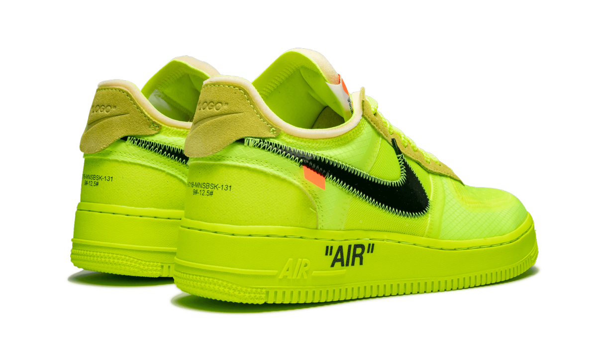 nike air force 1 low off white volt+AO4606-700+diagnol right behind view