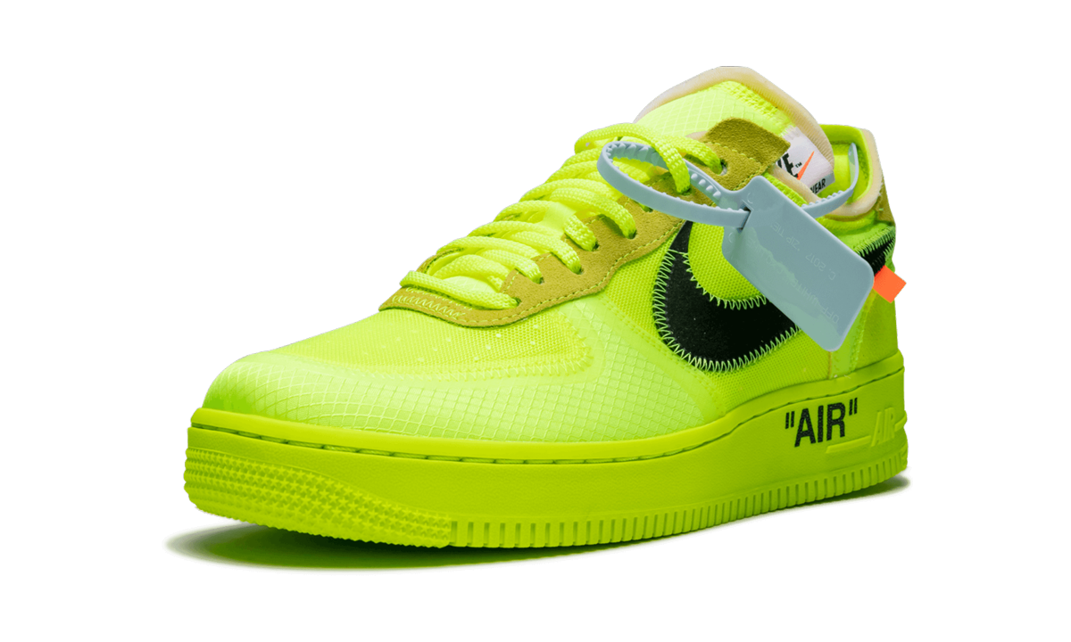 nike air force 1 low off white volt+AO4606-700+left diagnol single view