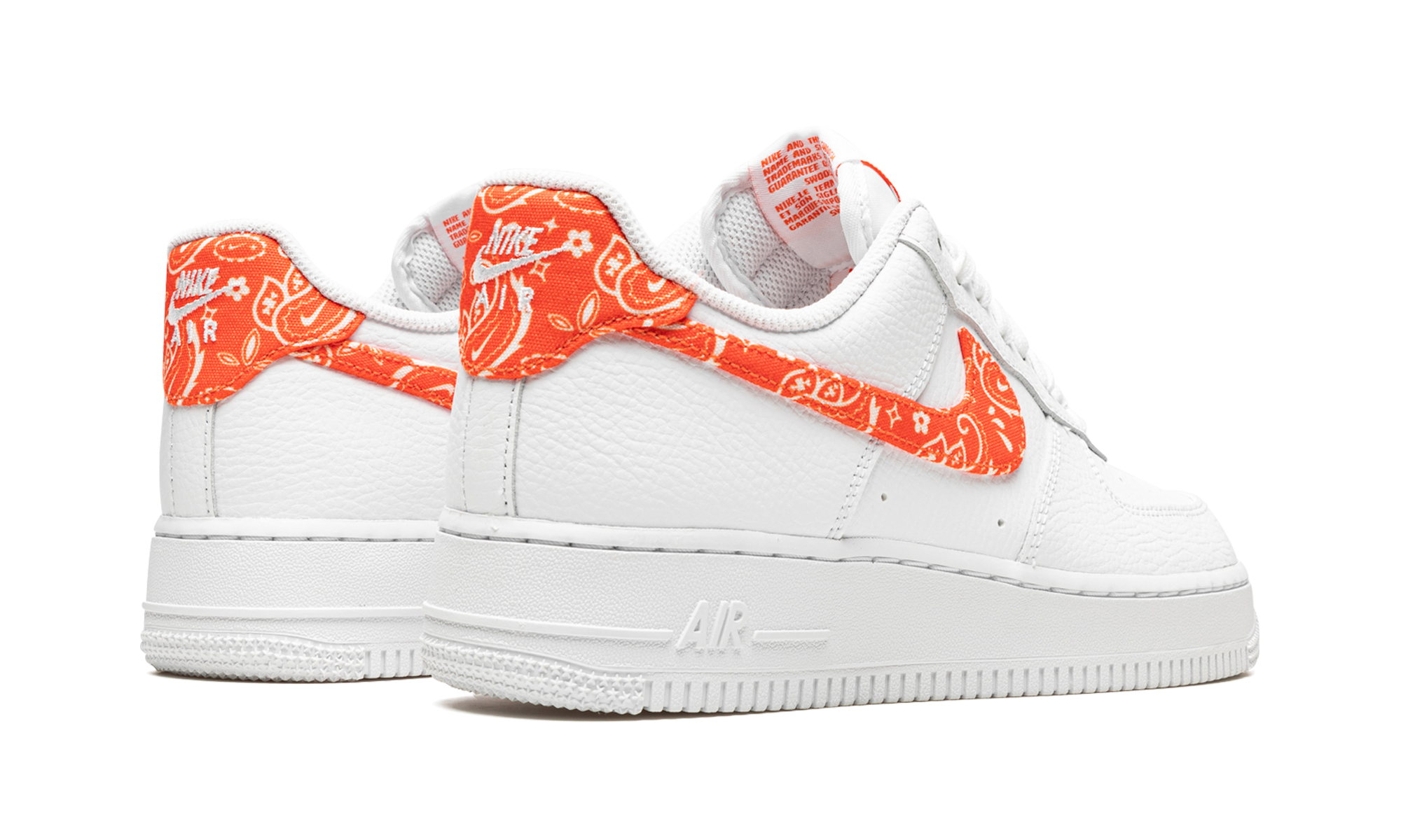 nike air force 1 low orange paisley women s+DJ9942-102+diagnol right behind view