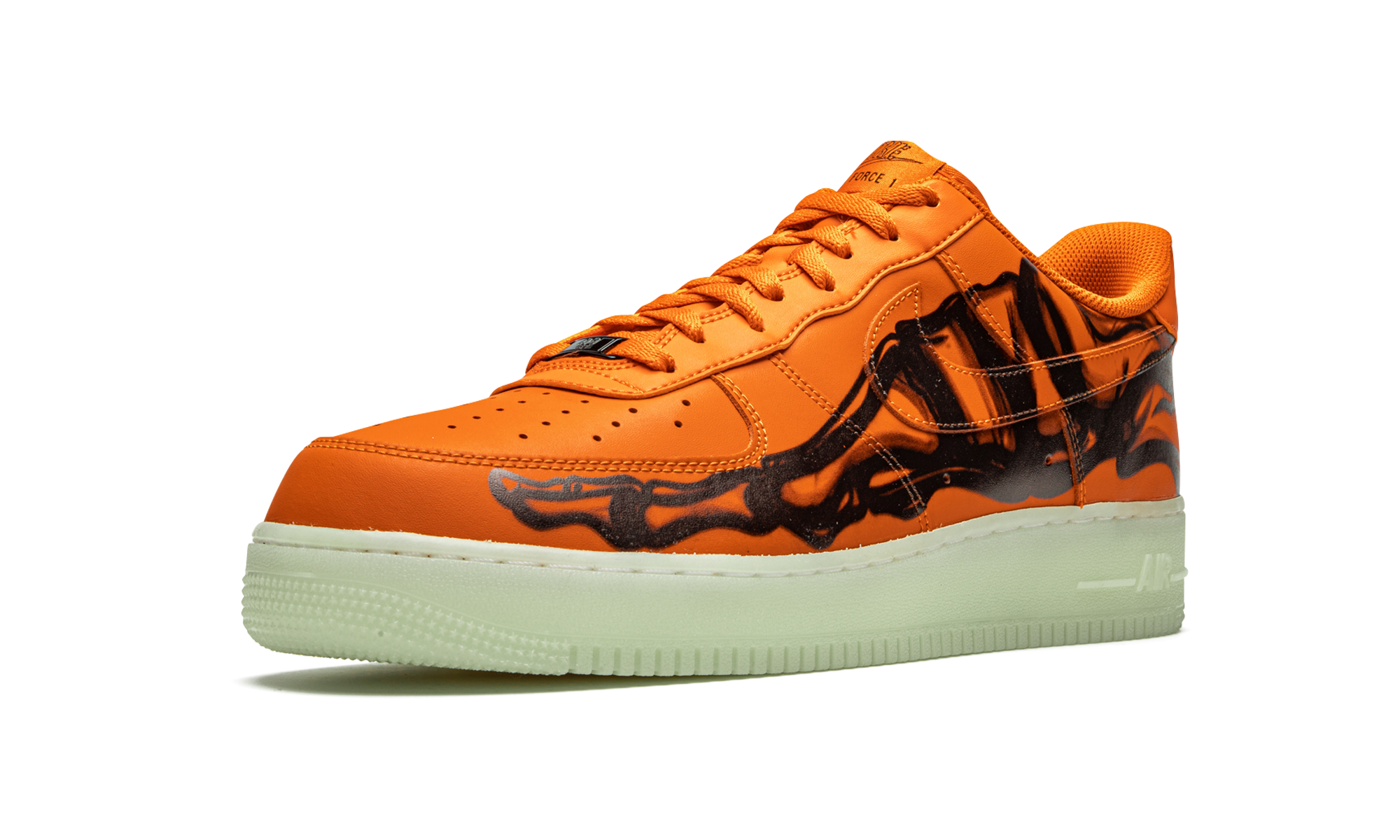 nike air force 1 low orange skeleton halloween 2020+CU8067-800+left diagnol single view
