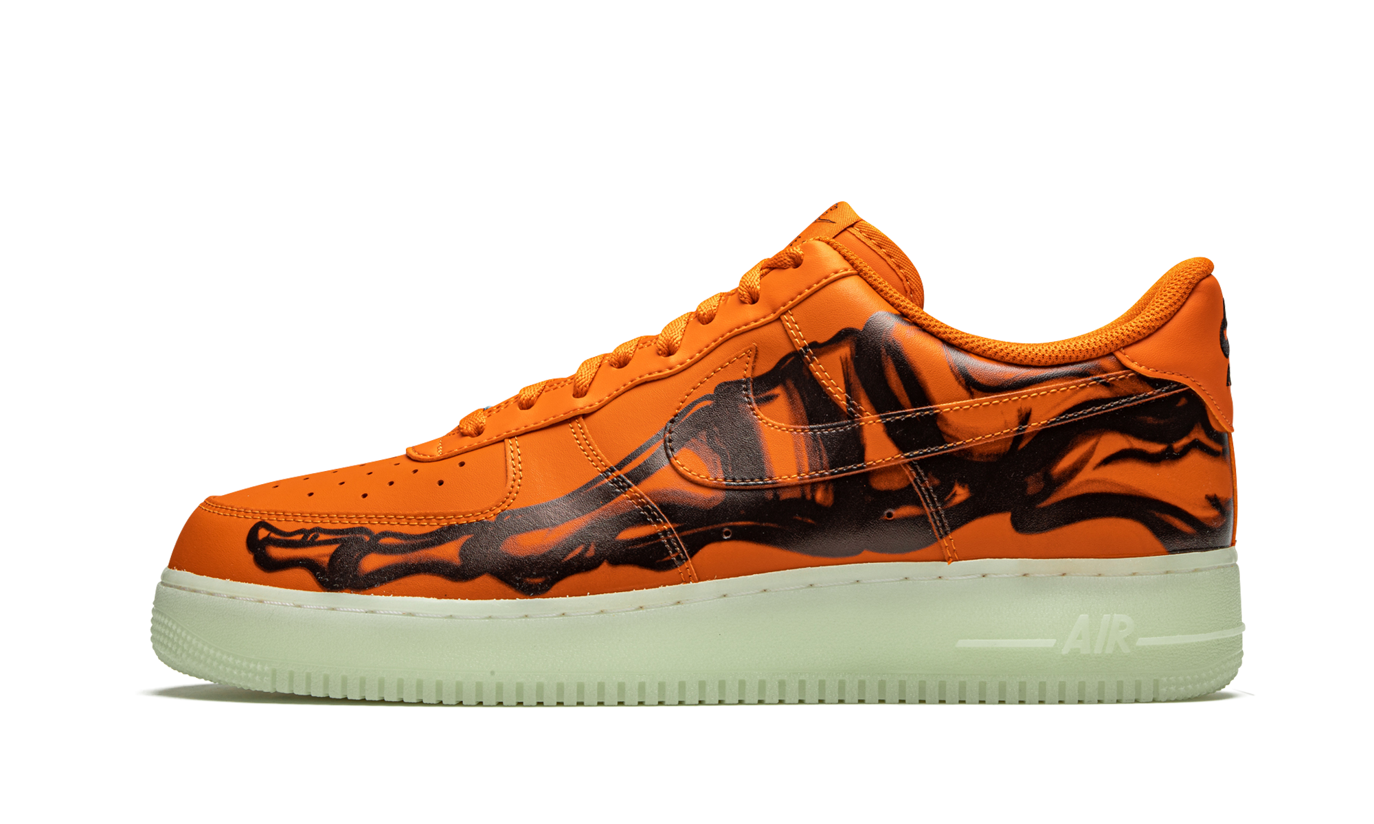 nike air force 1 low orange skeleton halloween 2020+CU8067-800+diagnol right view 1