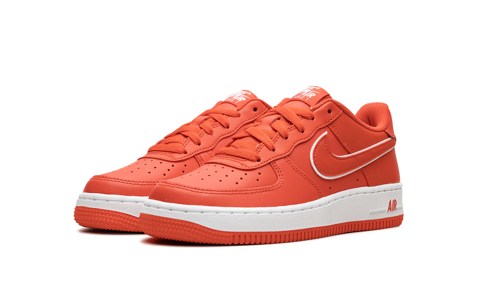 nike air force 1 low picante red gs+DX5805-600+diagnol left view