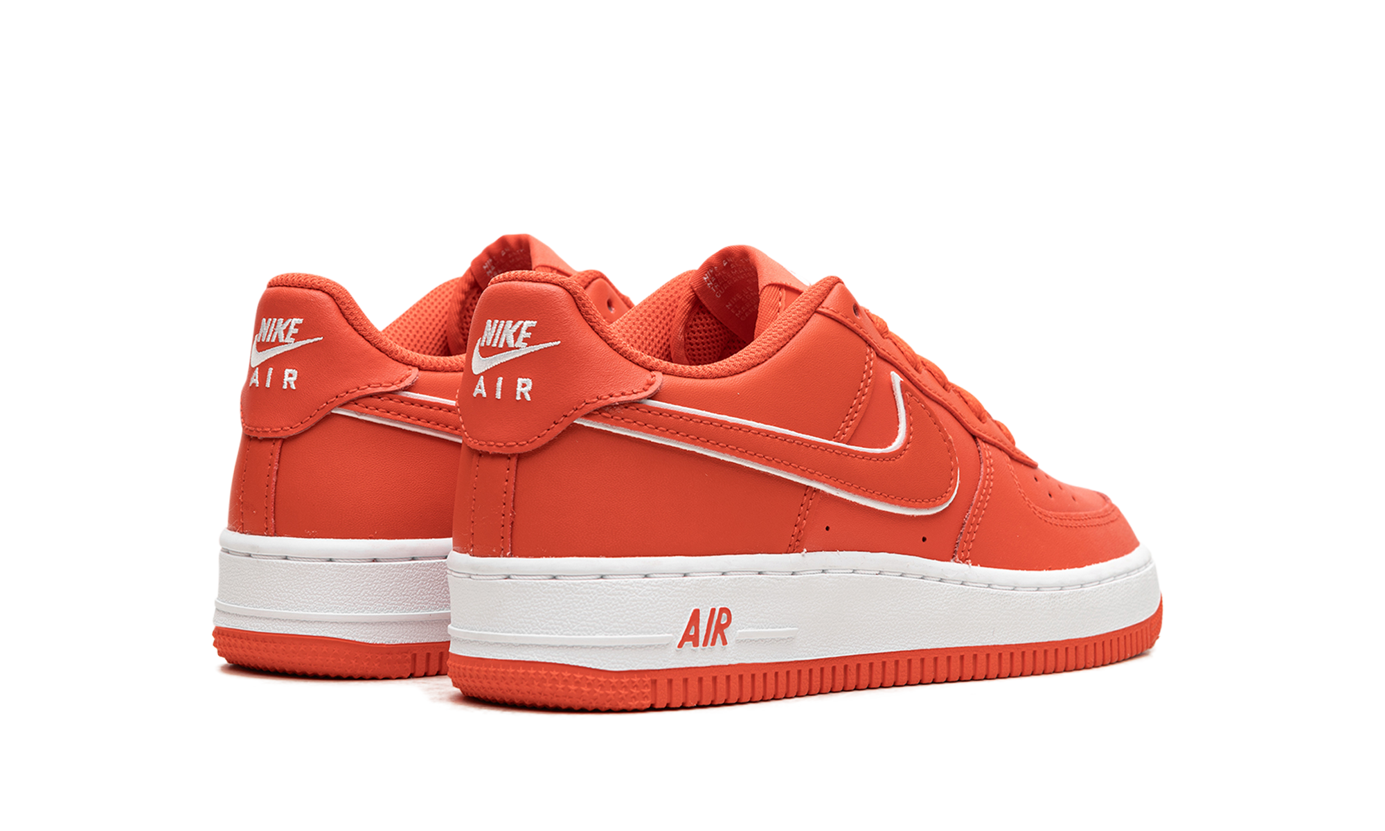 nike air force 1 low picante red gs+DX5805-600+diagnol right behind view