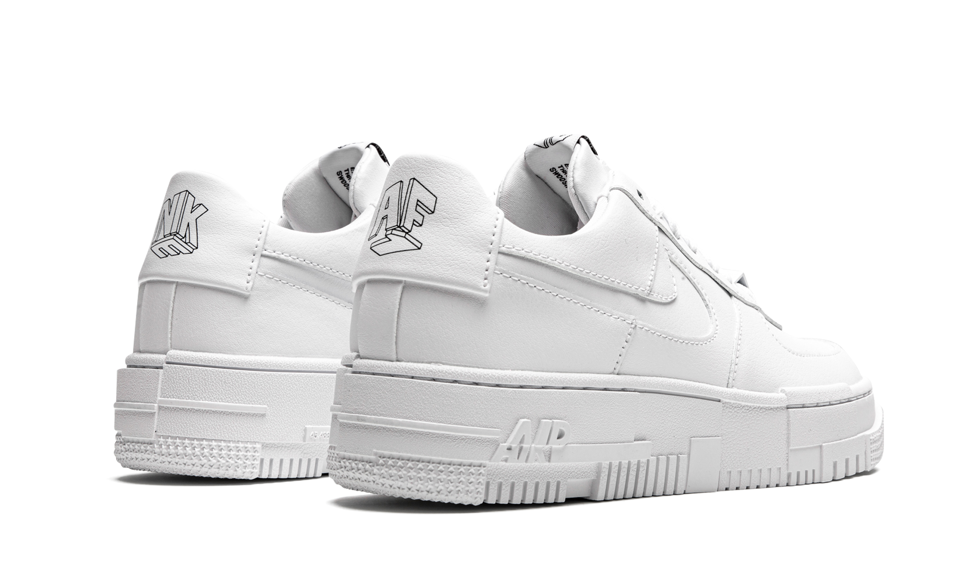 nike air force 1 low pixel white women s+CK6649-100+diagnol right behind view