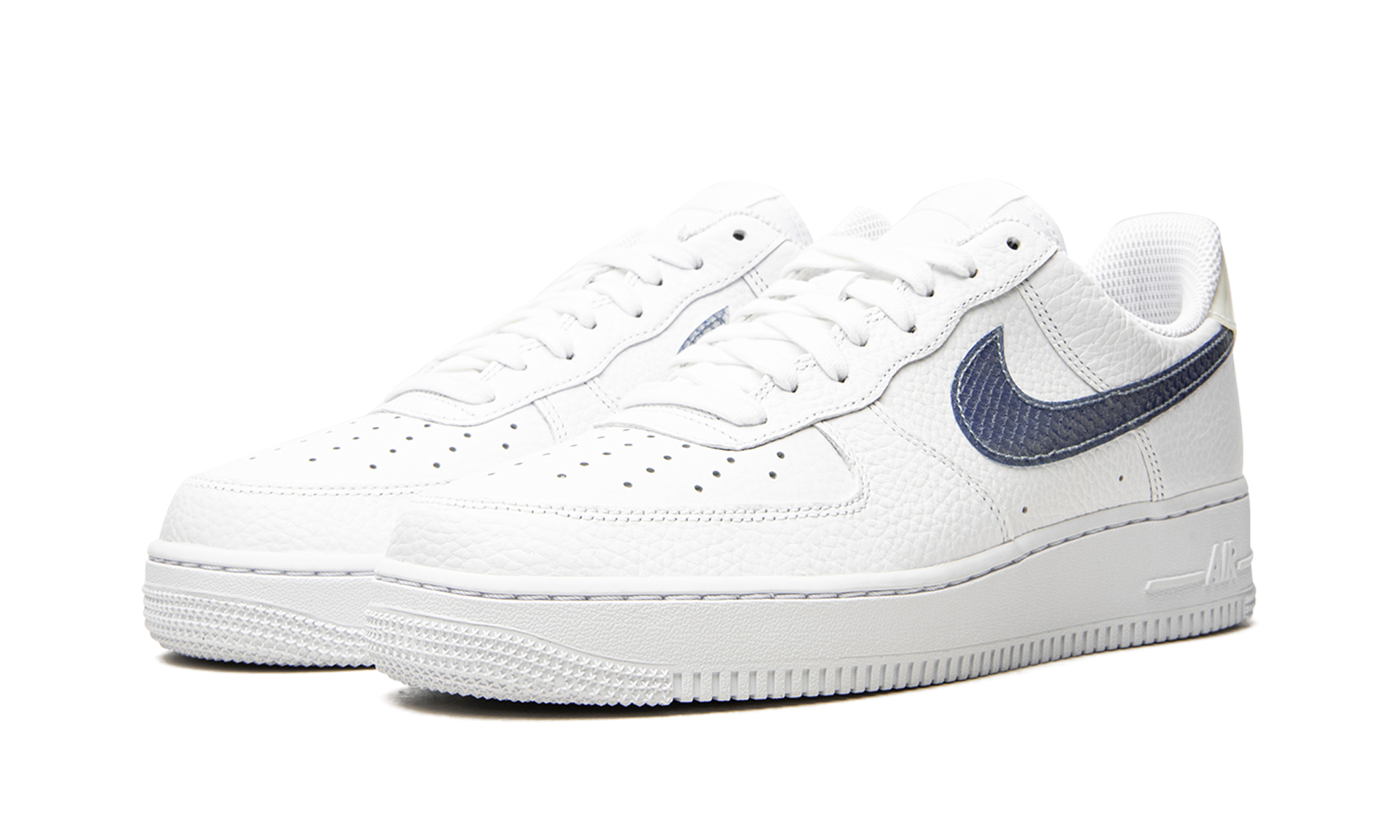 nike air force 1 low pony hair snakeskin midnight turquoise+CW7567-100+diagnol left view