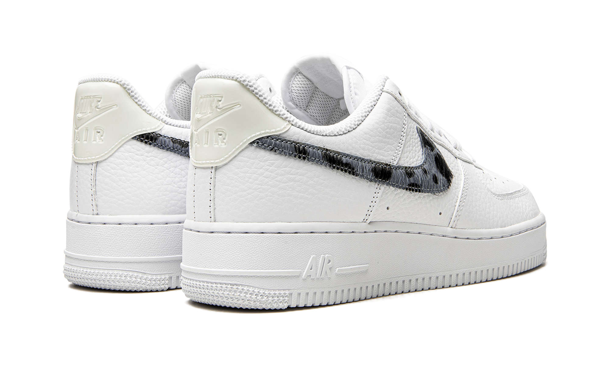 nike air force 1 low pony hair snakeskin midnight turquoise+CW7567-100+diagnol right behind view