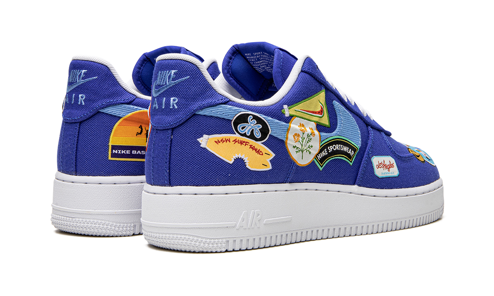 nike air force 1 low prm los angeles patched up+DX2304-400+diagnol right behind view