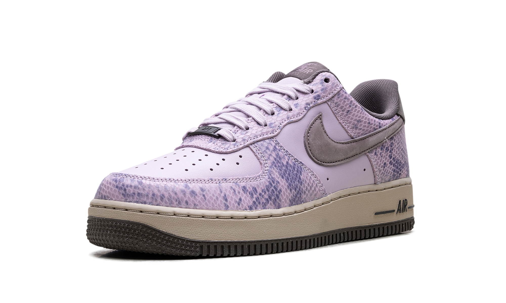 nike air force 1 low purple snakeskin+HF2898-500+left diagnol single view