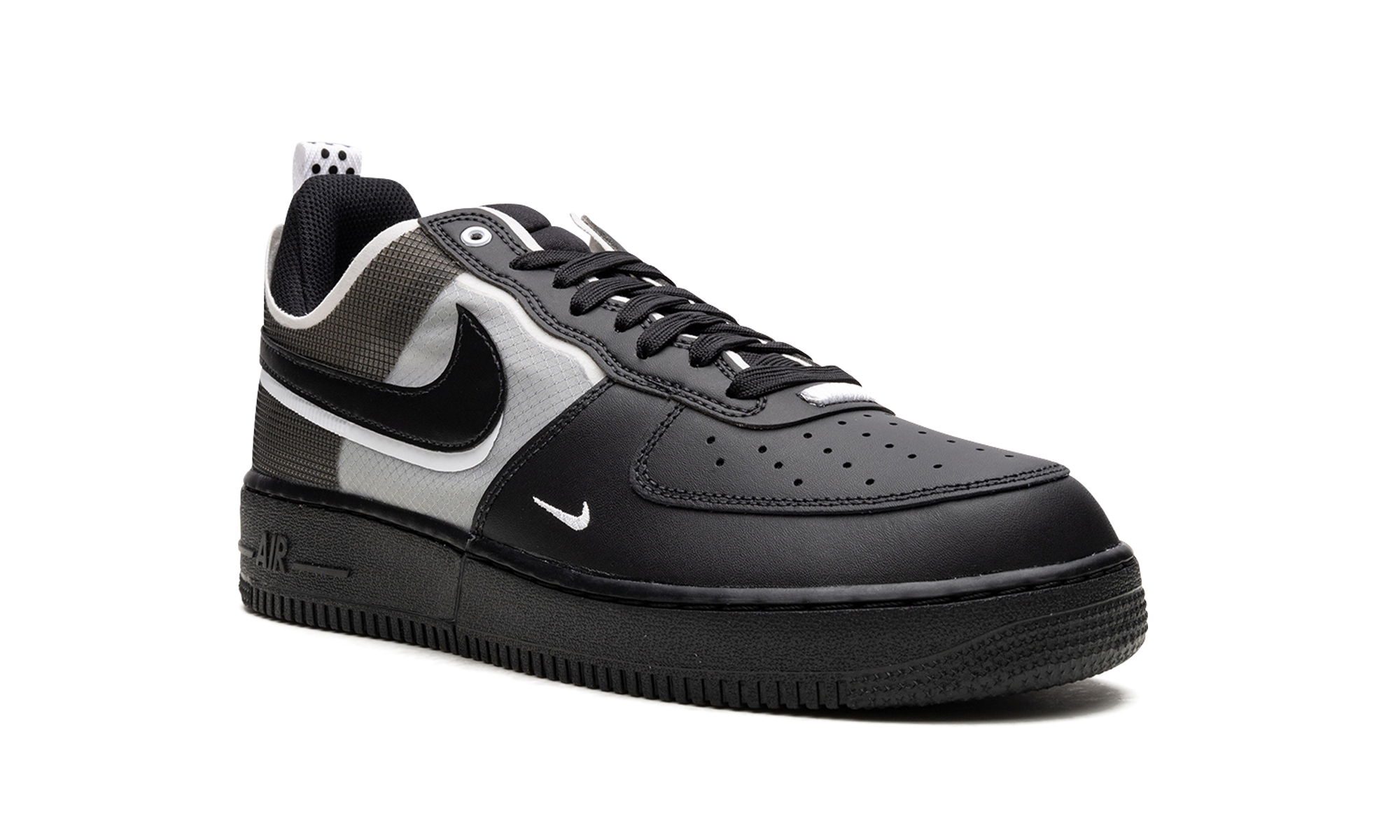 nike air force 1 low react black white+DM0573-002+diagnol right view