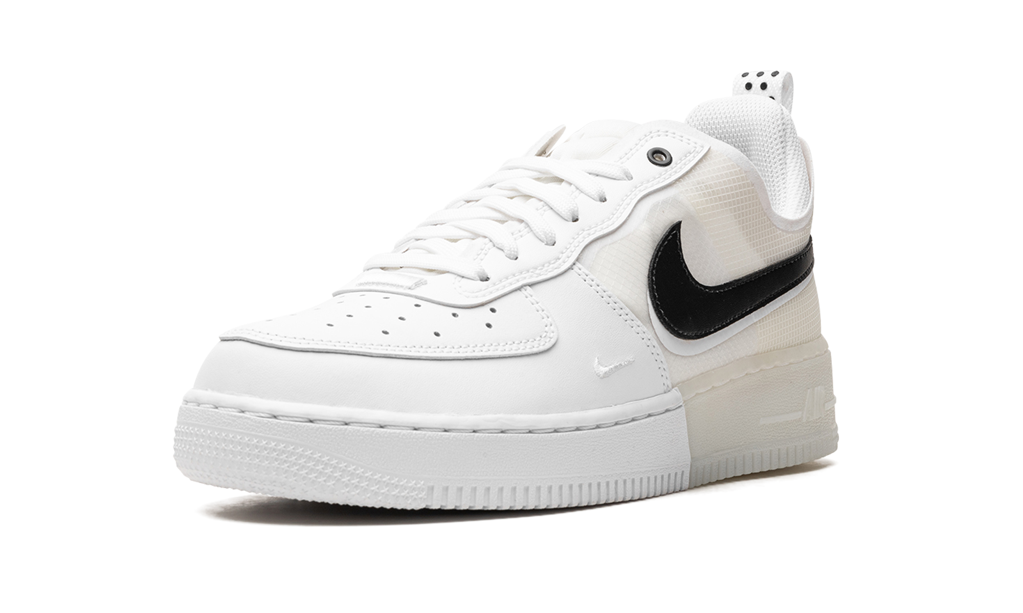 nike air force 1 low react white black+DV0808-101+left diagnol single view