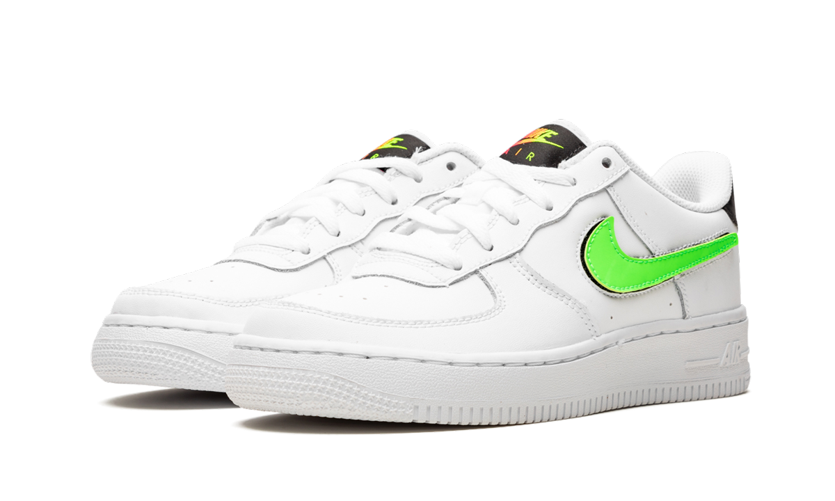 nike air force 1 low removable swoosh white green strike gs+AR7446-100+diagnol left view