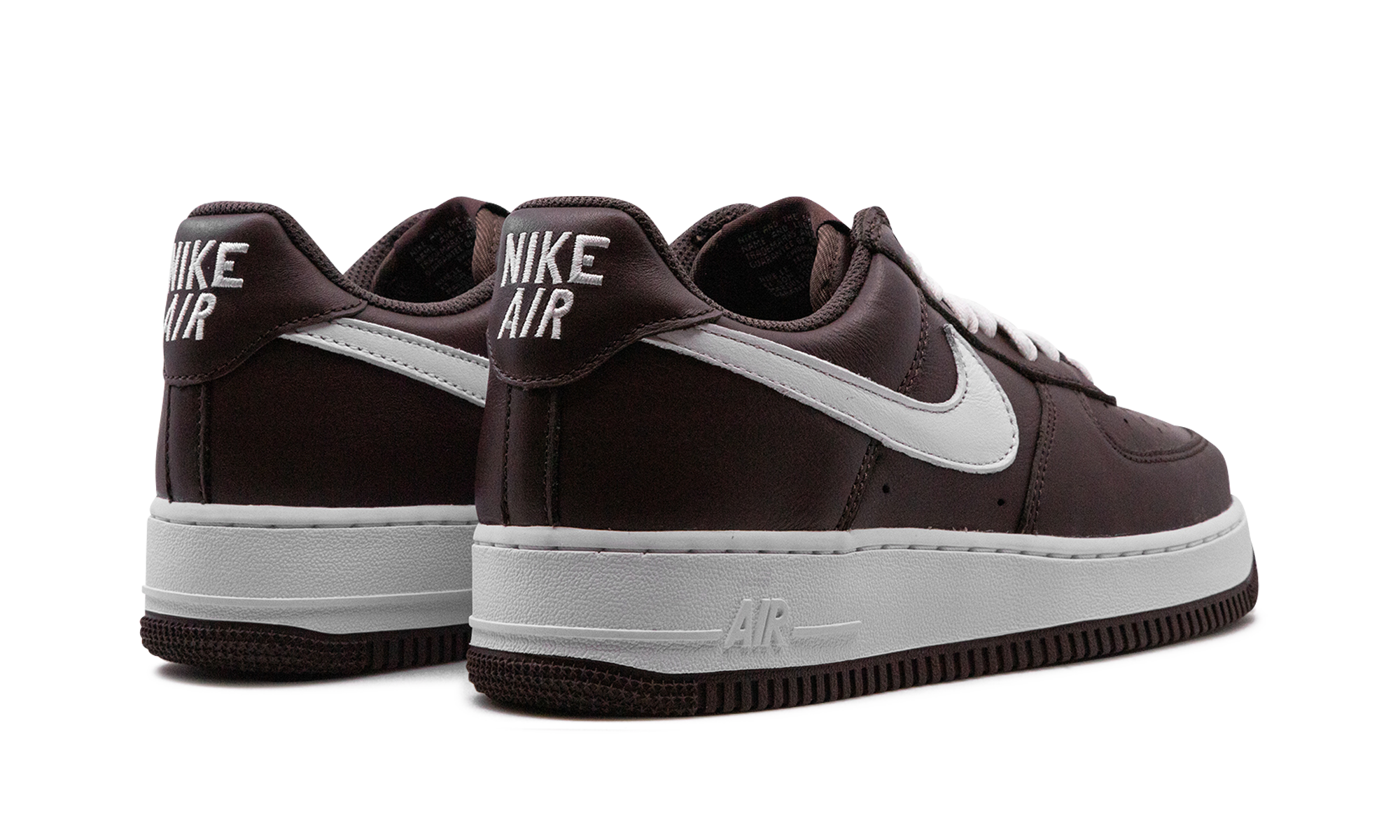nike air force 1 low retro color of the month chocolate+FD7039-200+diagnol right behind view