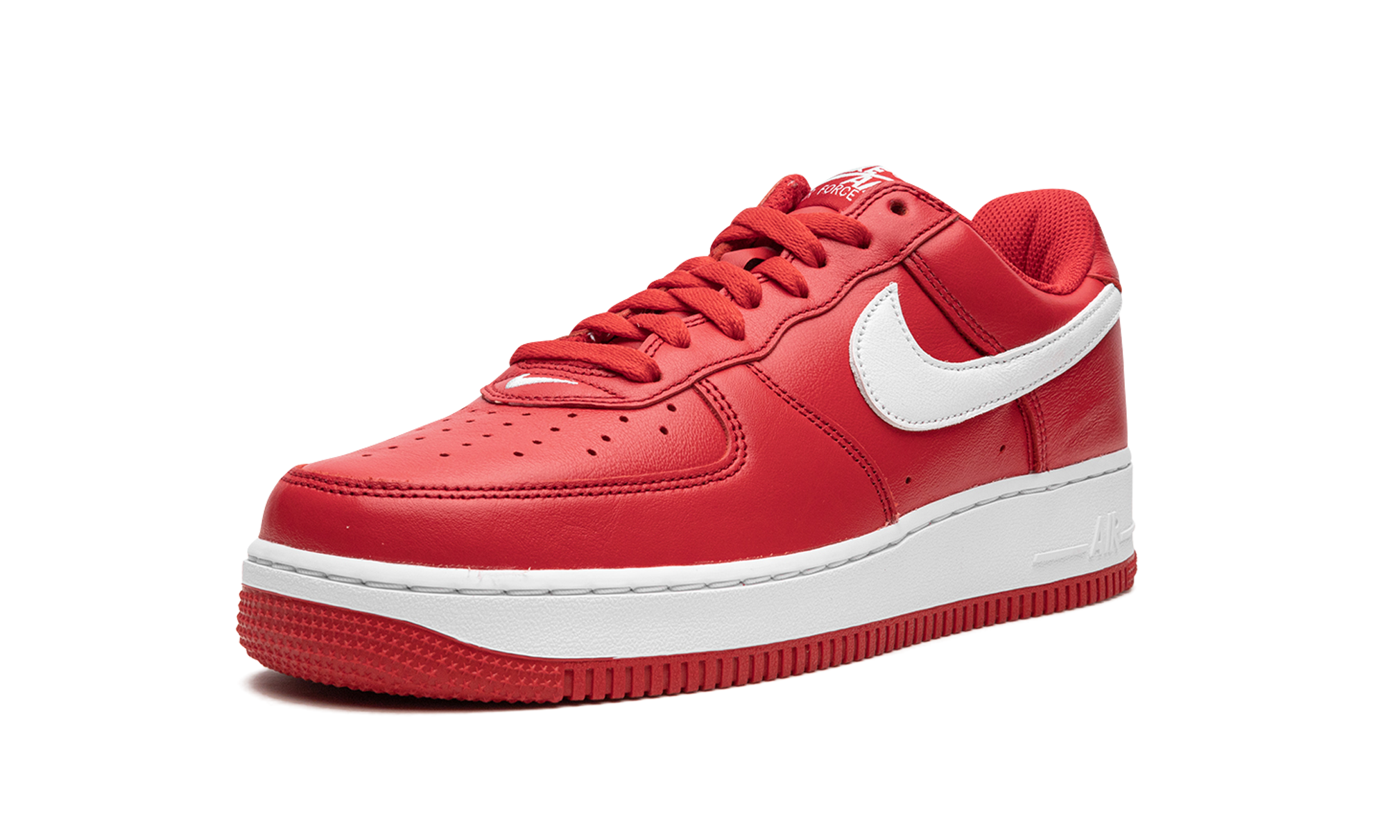 nike air force 1 low retro qs color of the month university red white+FD7039-600+left diagnol single view
