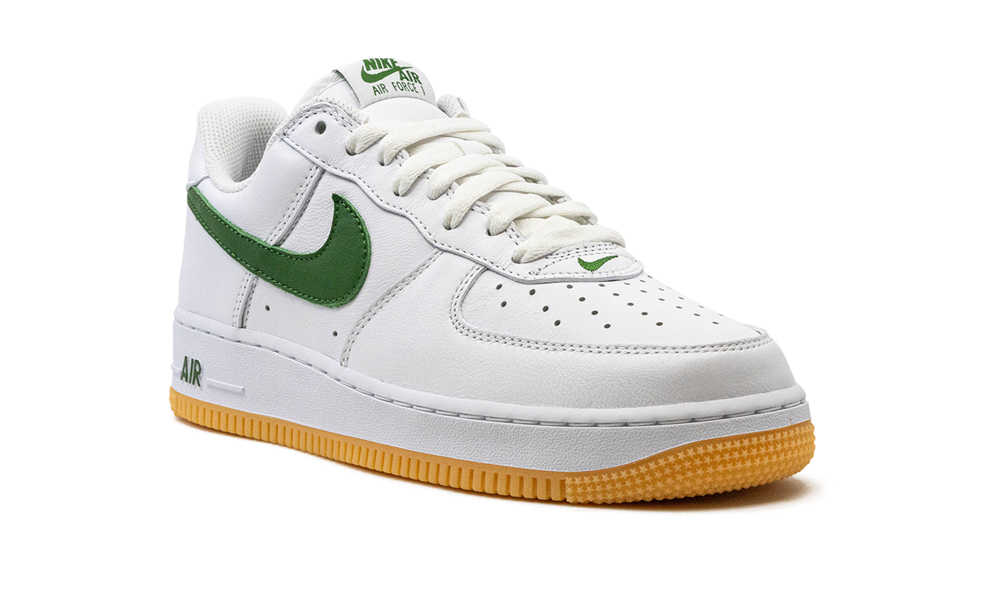 nike air force 1 low retro qs color of the month white forest green+FD7039-101+diagnol right view