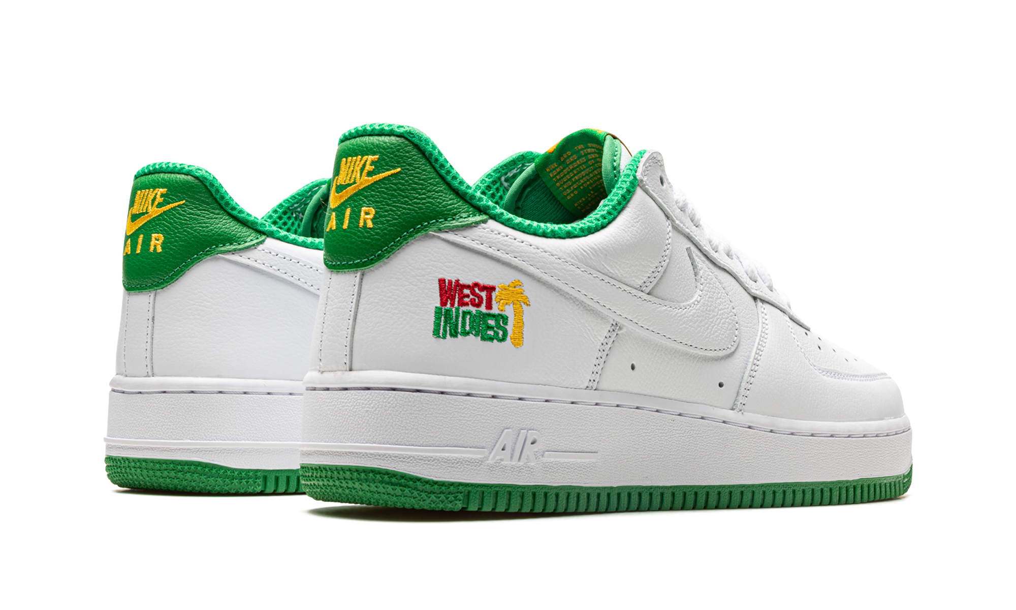 nike air force 1 low retro qs west indies 2022+DX1156-100+diagnol right behind view