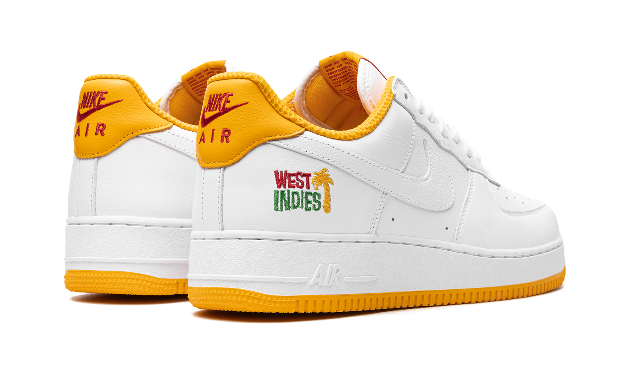 nike air force 1 low retro qs west indies 2023+DX1156-101+diagnol right behind view