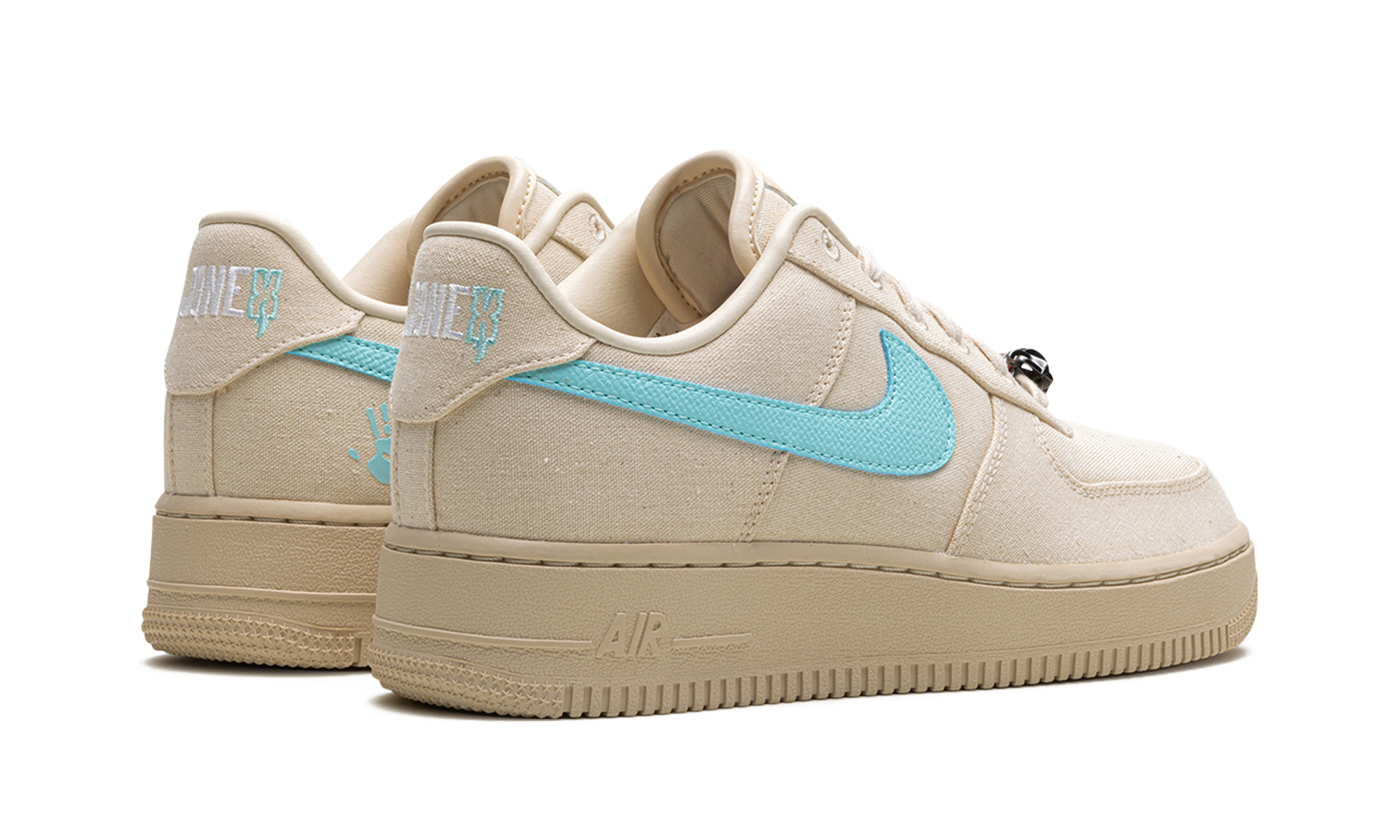 nike air force 1 low rtfkt clone x human edition of 1782+FQ3954-100+diagnol right behind view