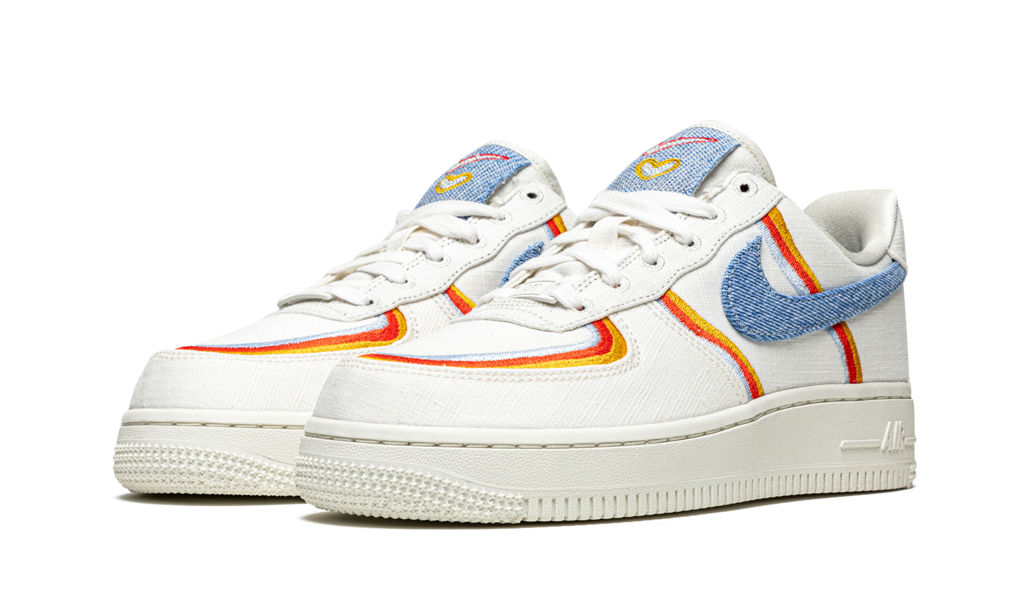nike air force 1 low sail denim swoosh women s+DJ4655-133+diagnol left view