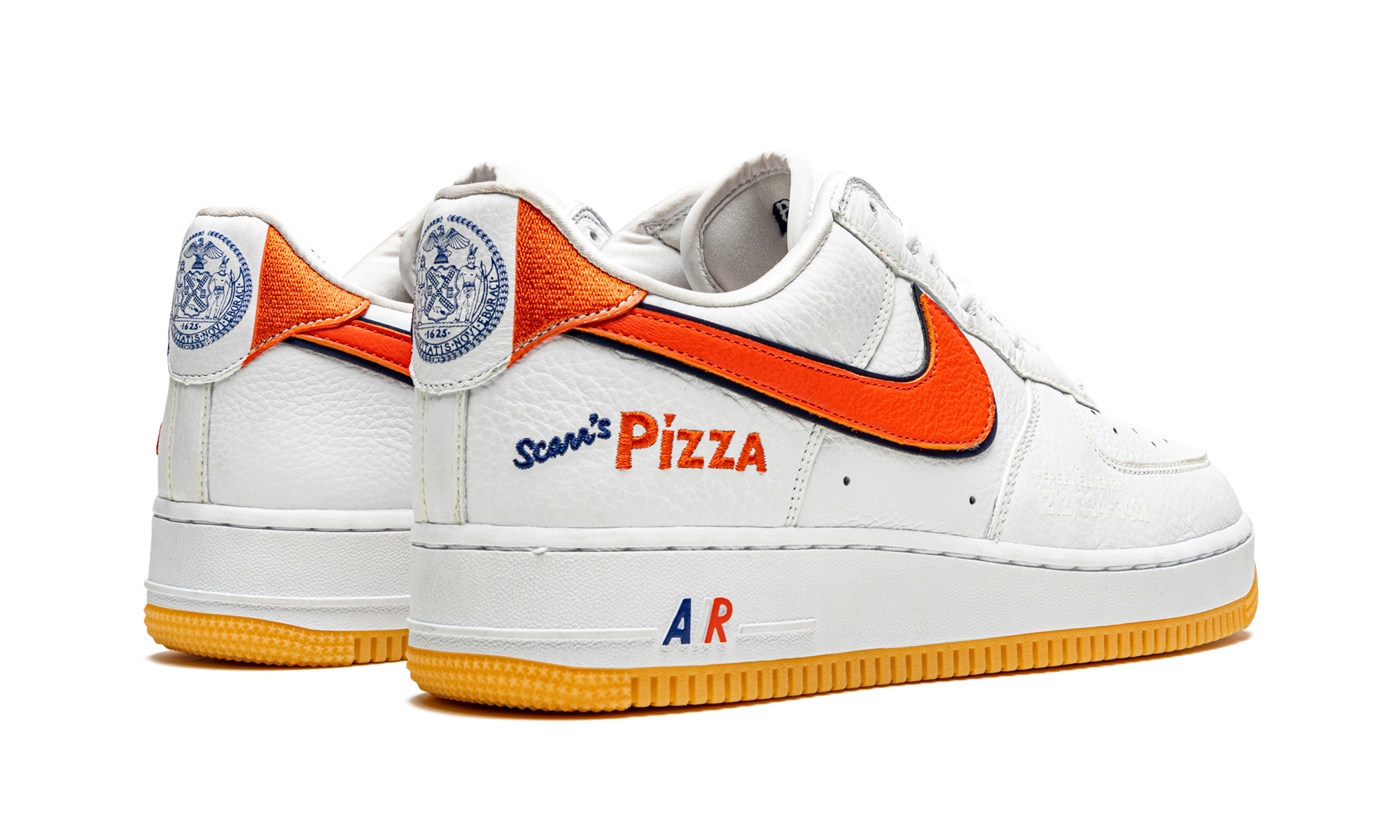 nike air force 1 low scarr s pizza+CN3424-100+diagnol right behind view