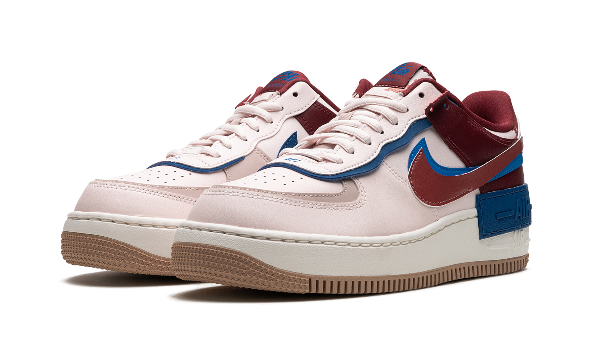 nike air force 1 low shadow light soft pink team red blue women s+CI0919-601+diagnol left view