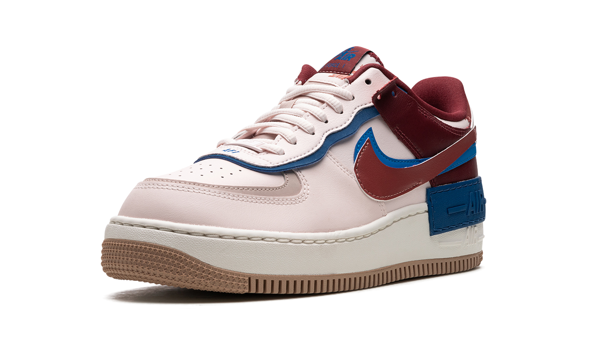 nike air force 1 low shadow light soft pink team red blue women s+CI0919-601+left diagnol single view