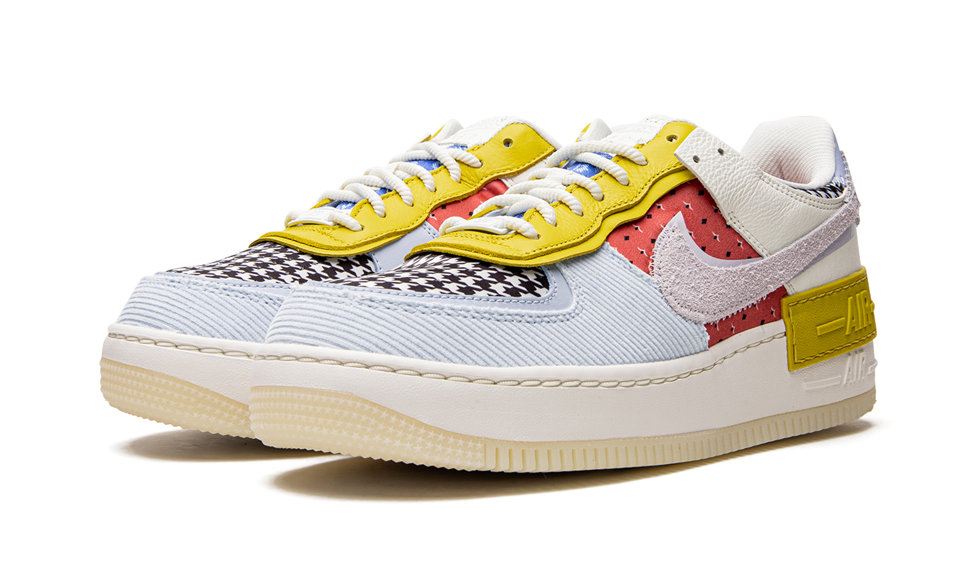 nike air force 1 low shadow multi print houndstooth women s+DM8076-100+diagnol left view